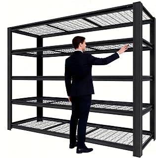 Garage Shelving Heavy Duty Storage Shelves 5000 LBS Adjustable Metal Shelving Uints and Storage for Garage,Warehouse,School,Commercial,Business，72 "H x 61.95 "W x 24 "D