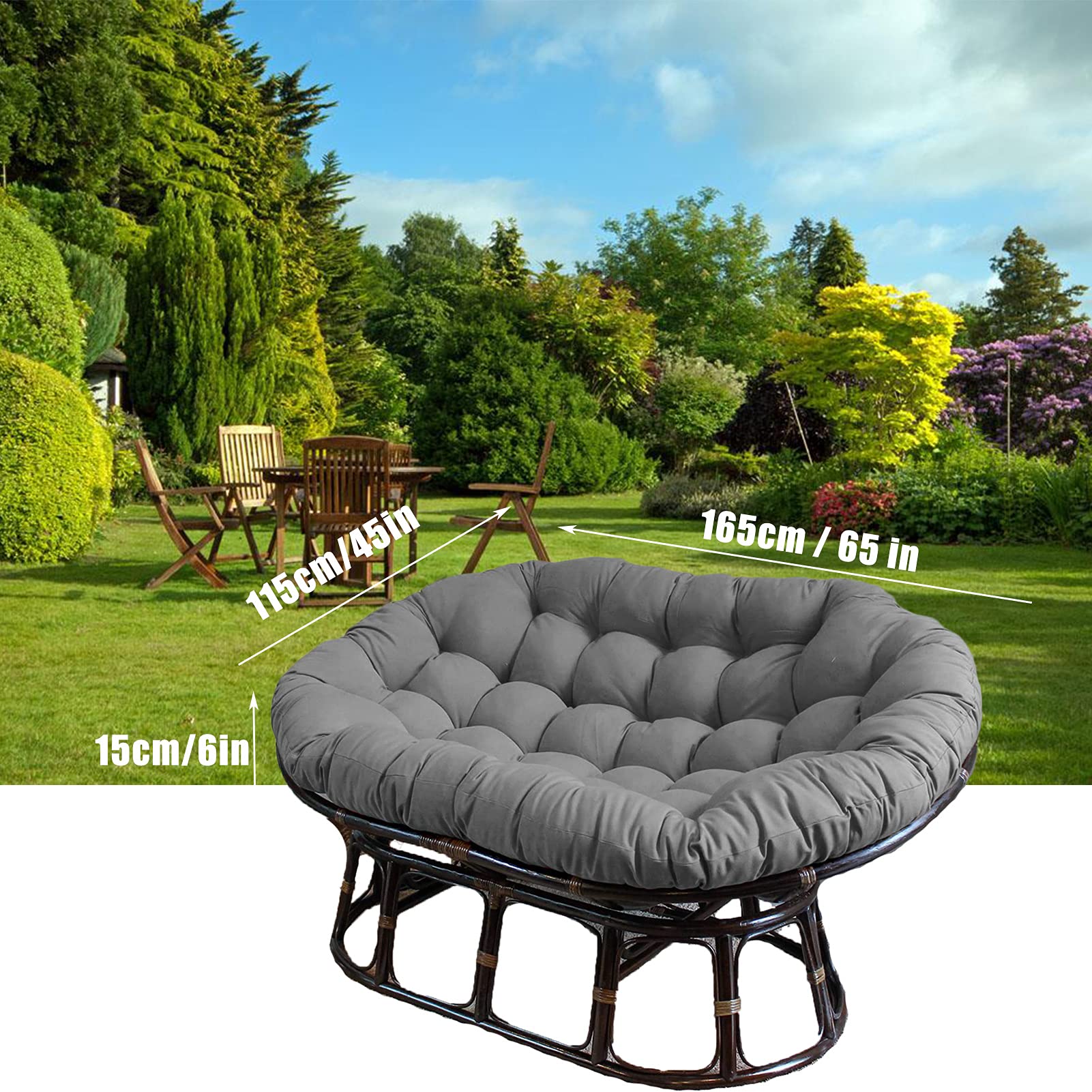 Hollywoodschaukelkissen für den Außenbereich, Terrasse, Garten, mit Bändern, langlebig, Eier-Hängemattenstuhl-Pads für Komfort und Stil, Gartenmöbel-Zubehör für Entspannung und Freizeit