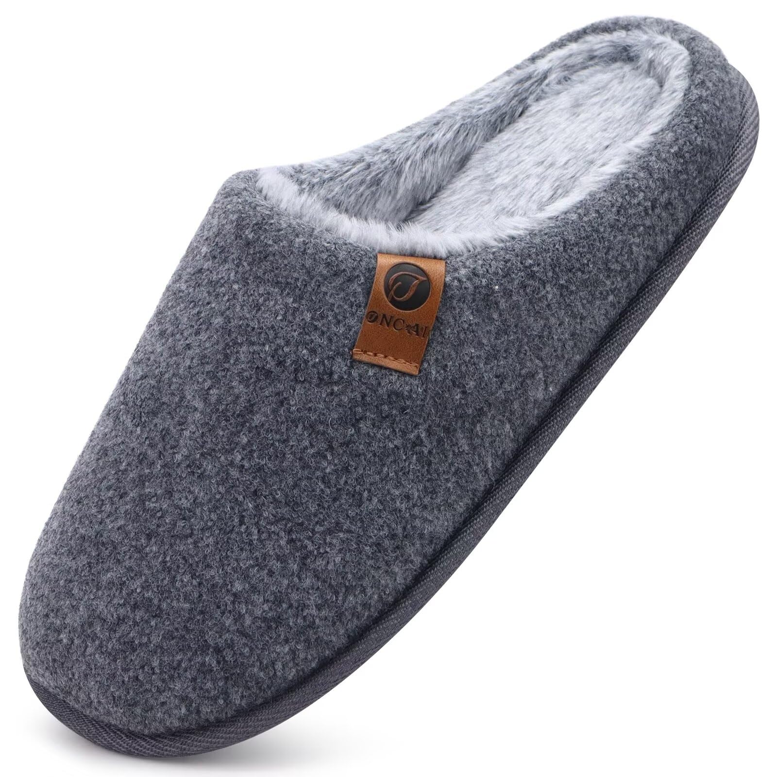 ONCAI Pantofole da Uomo Invernali, Comoda Memory Foam Calde Scarpe da Casa in Lana Con Suola Antiscivolo Taglia 40-49 EU