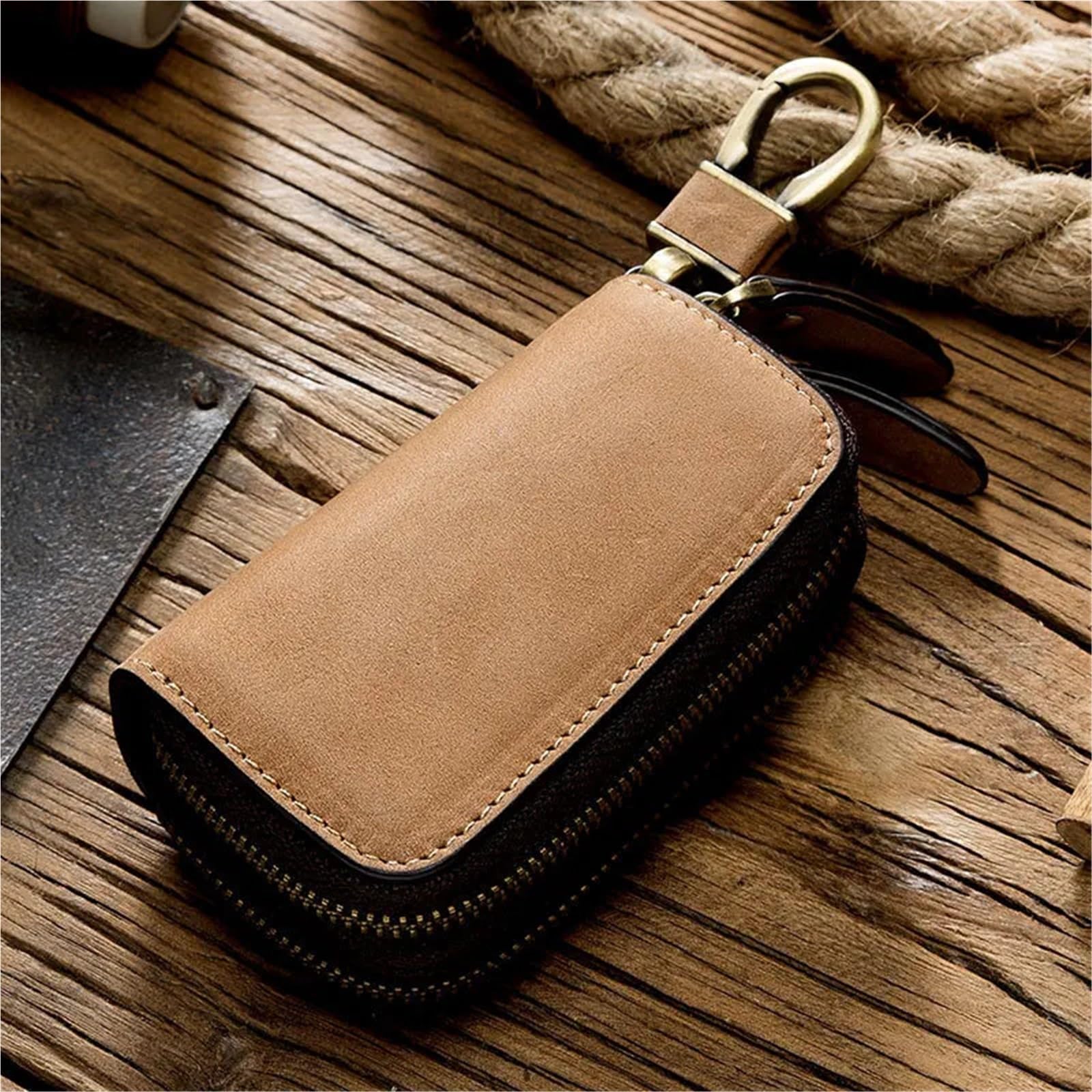 Schlusselmappen Kunstleder-Schlüsseletui, Geldbörsen, Herren, Vintage-Schlüsseltasche, Autoschlüsselhalter, Doppel-Reißverschluss, Schlüsselanhänger-Etui, Damen, kleine Haushälterin