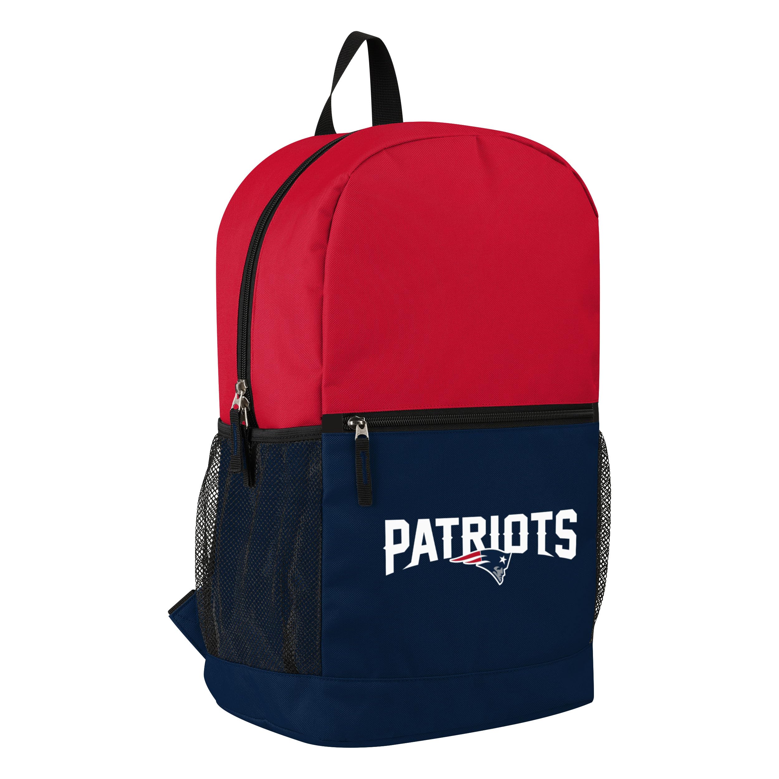 FOCO NFL Officially Licensed Football Team Color Primary Logo 2 Tone Big Logo Color Block School Bag Travel Backpack, New England Patriots, One Size, Daypack Backpacks
