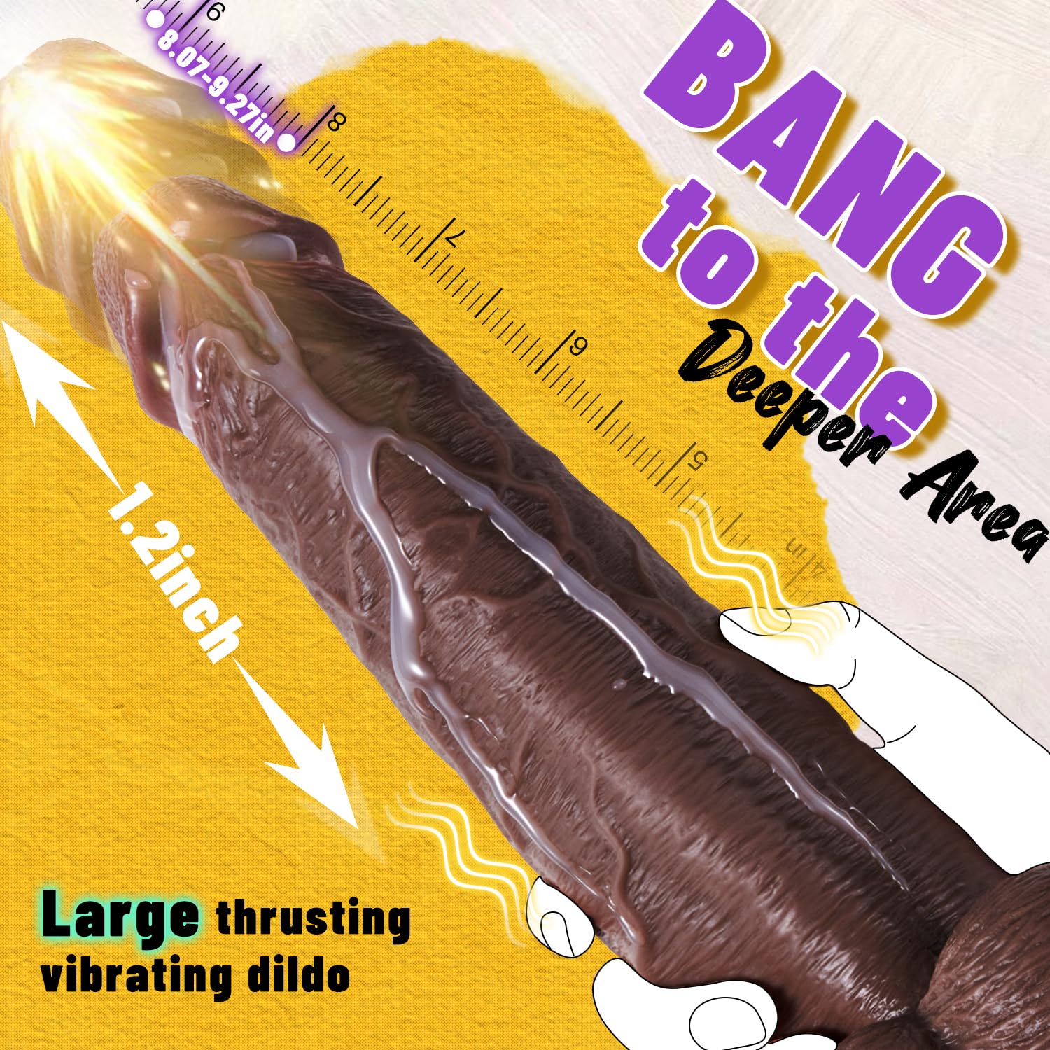 10.43" Thrusting Dildos Vibrator with 6 Thrusting Speeds & 10 Vibrations, Large Realistic Dildo Vibrating Dildo for G-spot Anal Play, Lubisey Big Black Dildo with Remote Control Sex Toys for Women&Men: 10.44 Inch