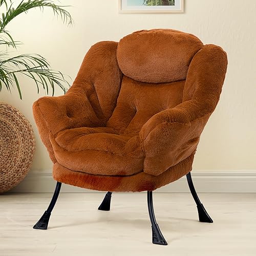 Miniatura 362 de HollyHOME - Silla perezosa grande de tela para sala de estar, silla de lectura, acogedora silla de descanso con reposabrazos, sofá de ocio, color