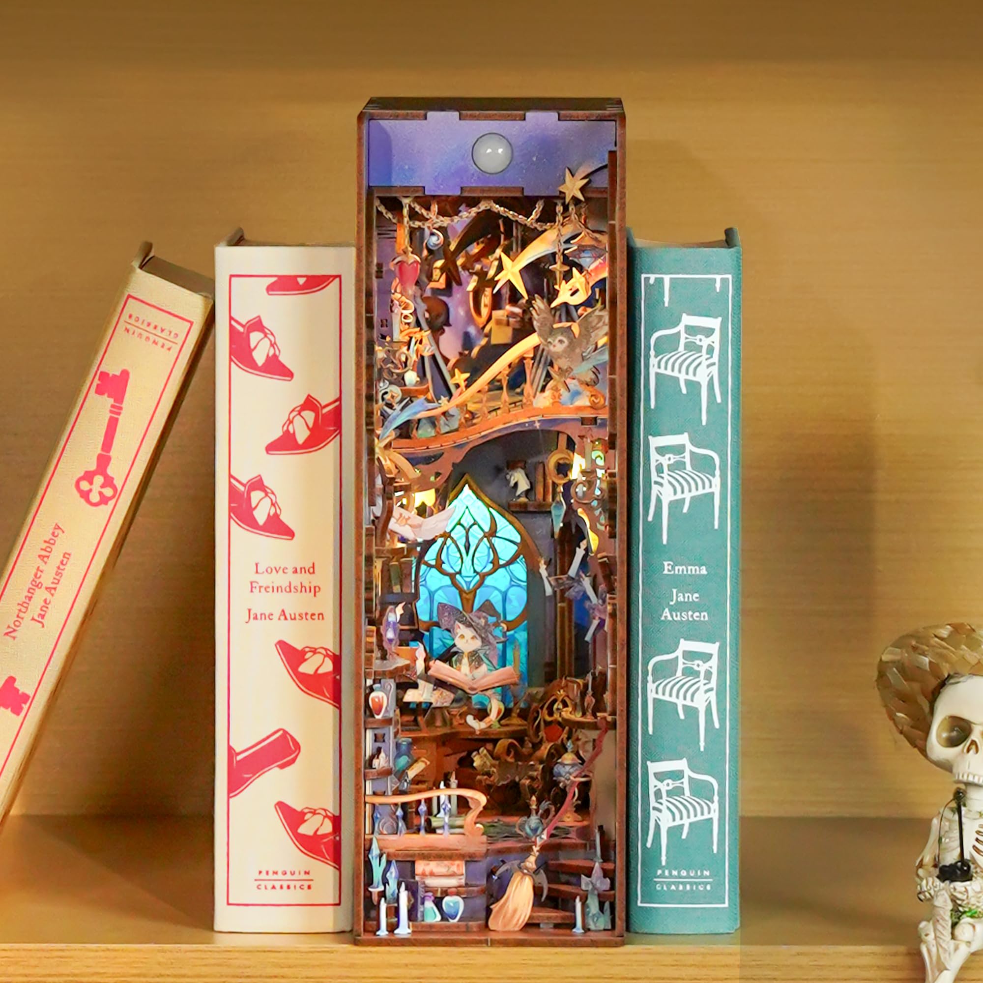 Tonecheer DIY Book Nook Kit for Adults 3D Wooden Puzzle Bookend Bookshelf Insert Library Bookstore Decor - Image 2