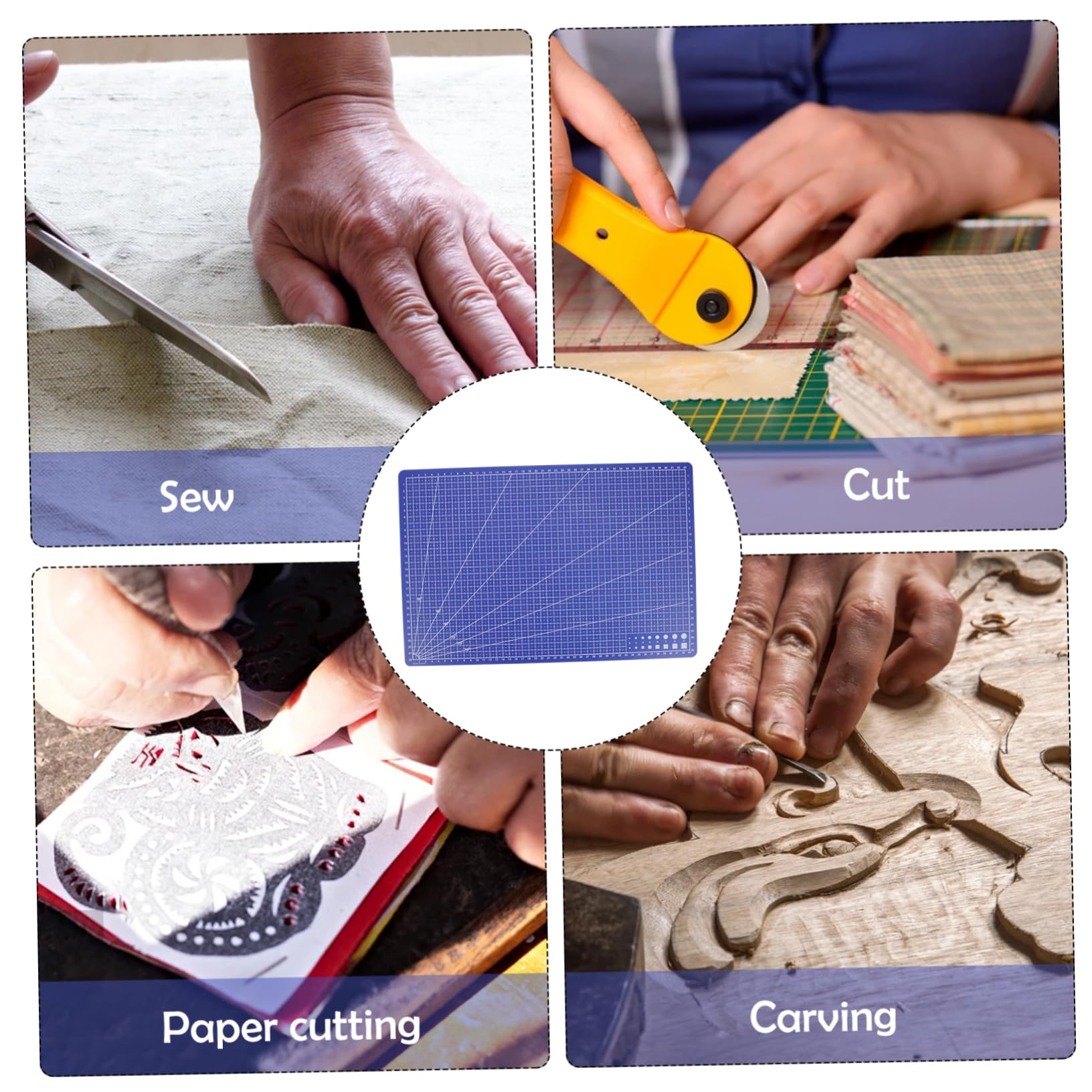 NUOBESTY 2pcs A3 Self-healing Cutting Mat Scale Pvc Single-sided Cutting Pad for Diy Leather Cutting Table Hobbyists