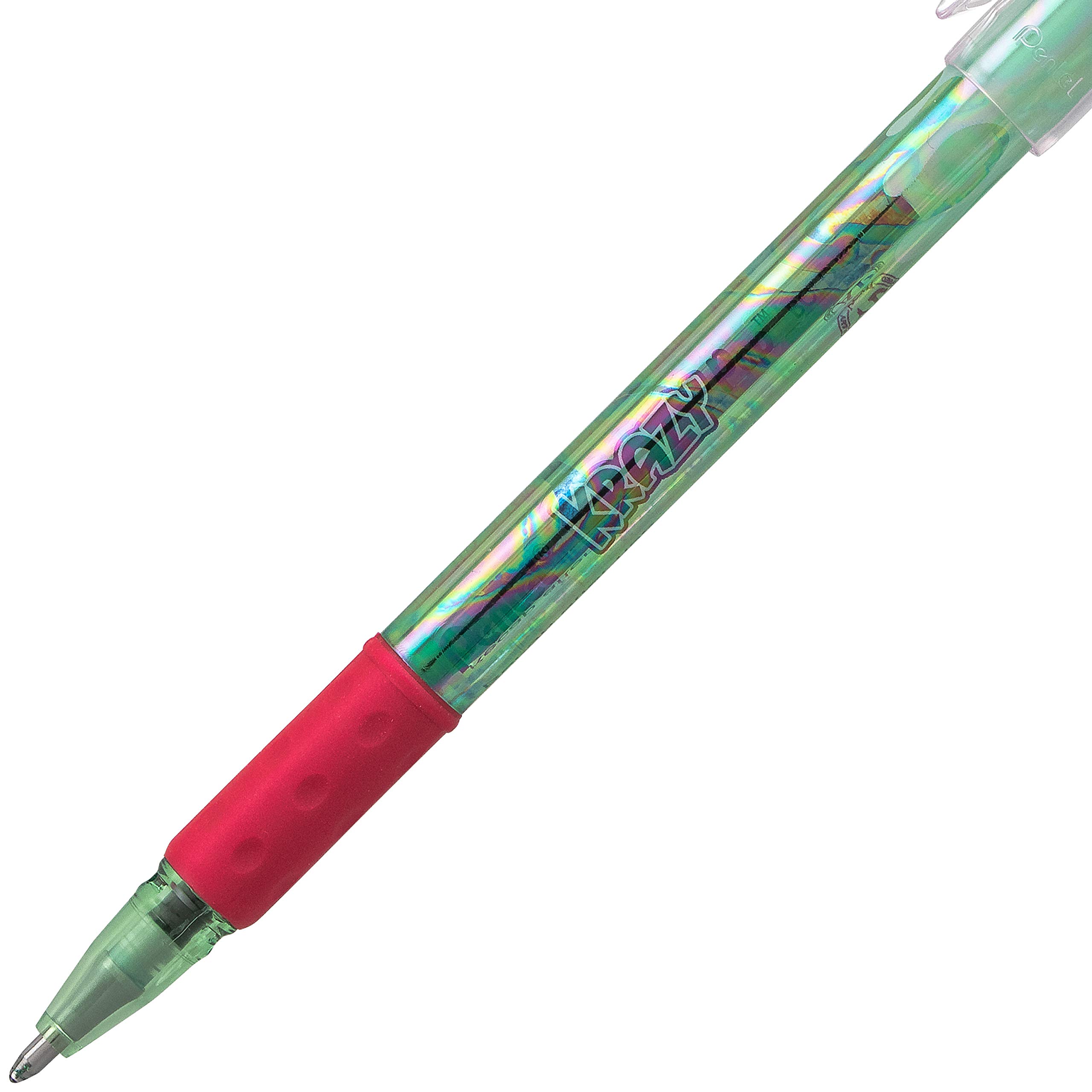 Pentel Krazy Pop - Penna gel iridescente (1,0 mm), inchiostro verde e rosso metallizzato (K91-DBD)
