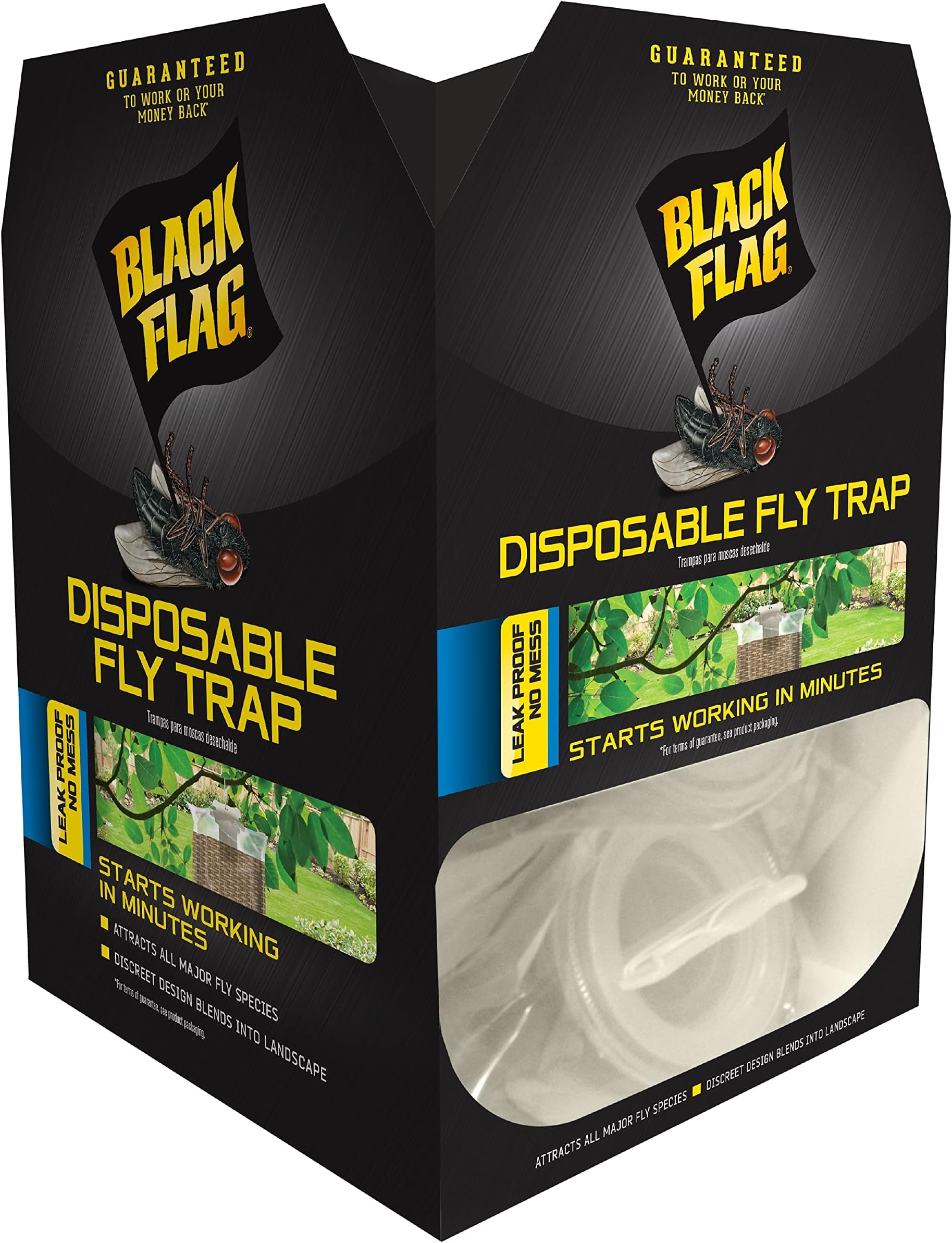 Black Flag Disposable Fly Trap, Attracts All Major Fly Species (Pack of 2) Patio