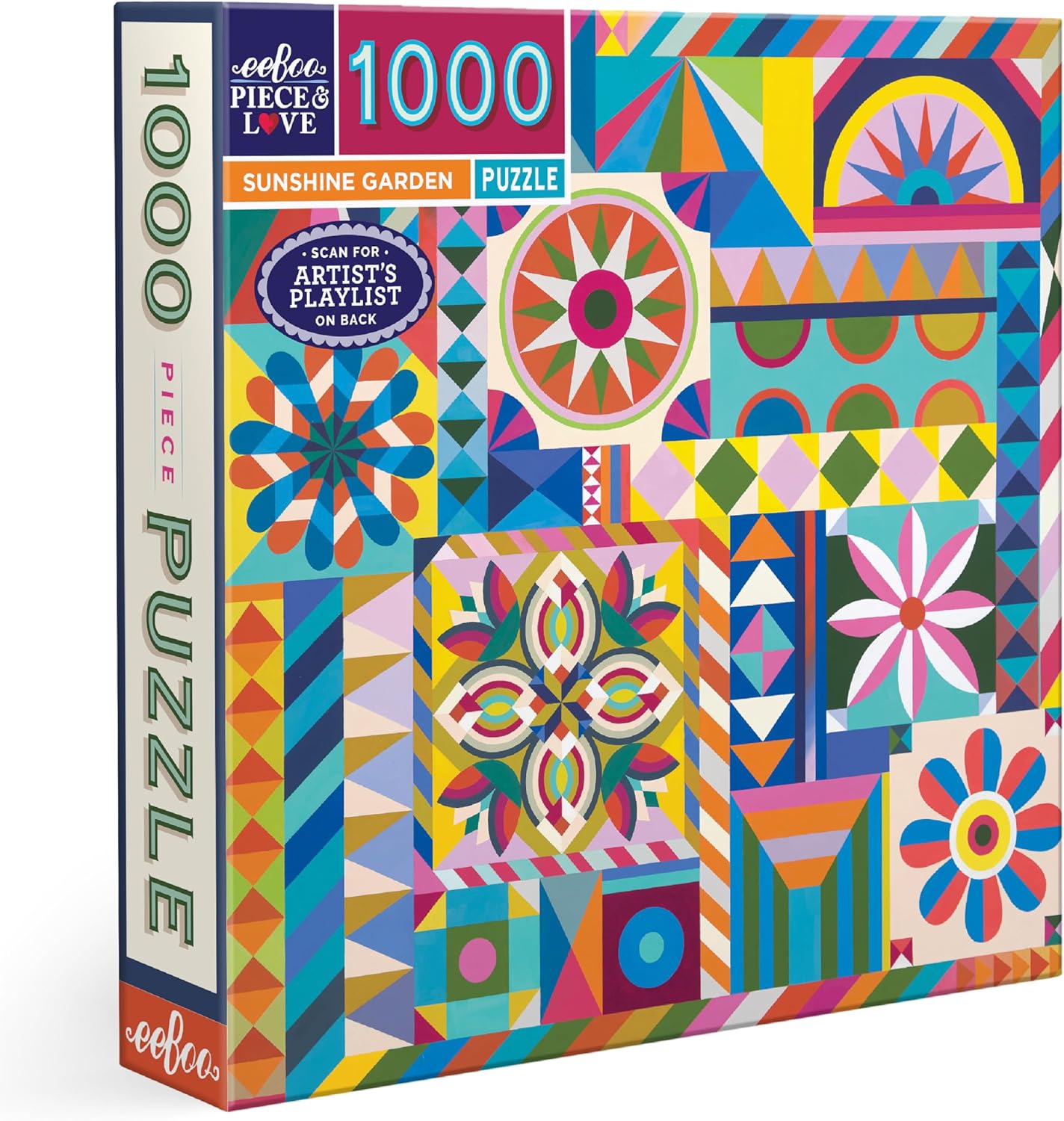 eeBoo 1000 Piece Puzzle - Poet's Garden Jigsaw Puzzle for Adults, Square 23" x 23" Made with Recycled Board & Vegetable-Based Ink
