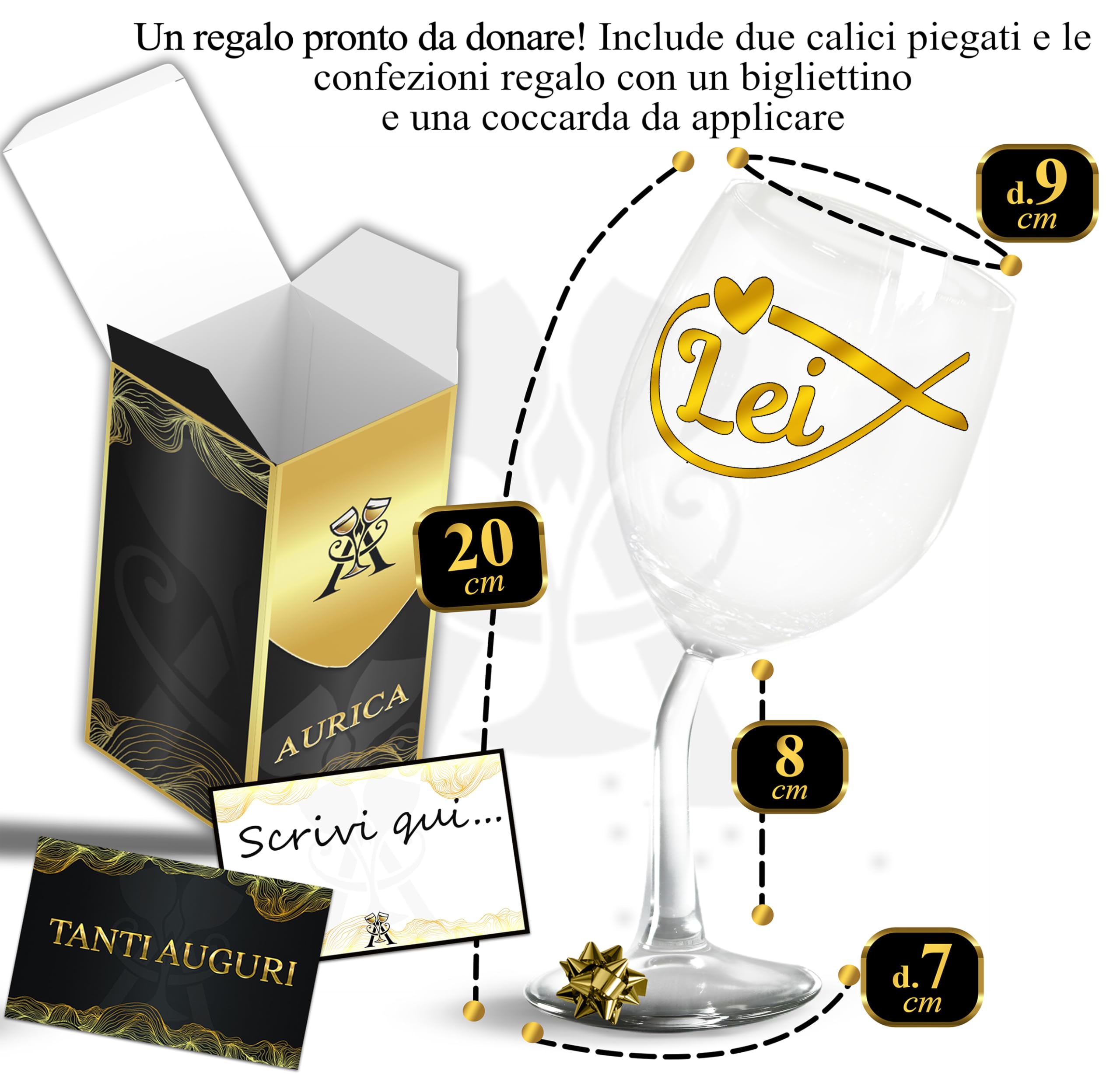 Coppia Calici Vino Personalizzati LUI LEI ∞ – Due Bicchieri Piegati Coordinati Con Simbolo Infinito Per Celebrare L’Amore E I Momenti Insieme Con Confezione Regalo Inclusa