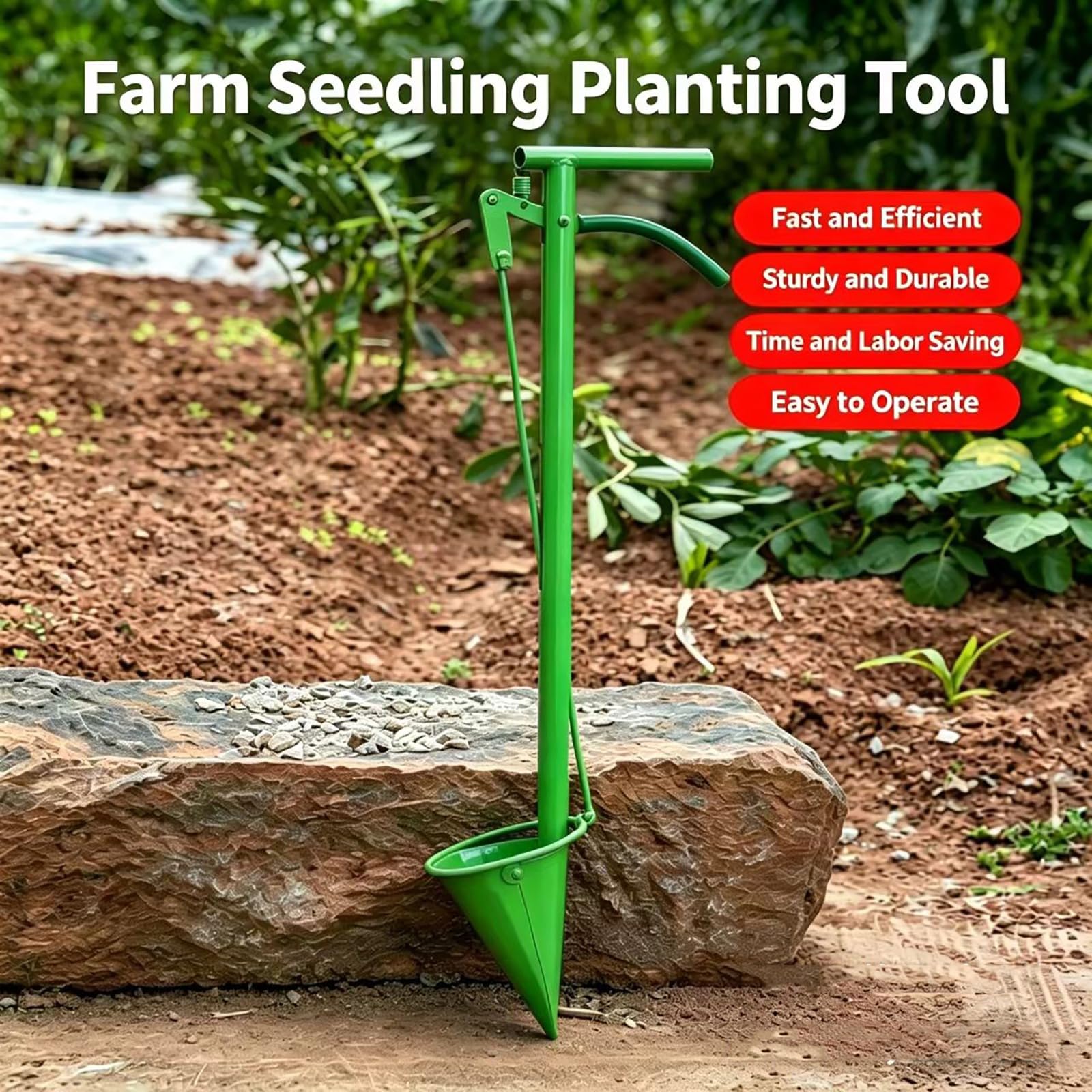 Handpflanzwerkzeug, leichter Sämlings-Pikierstab, einfach zu bedienen mit 8,5 cm Öffnung, ideal für Garten, Hof, Gewächshaus, langlebige Pflanzhilfe