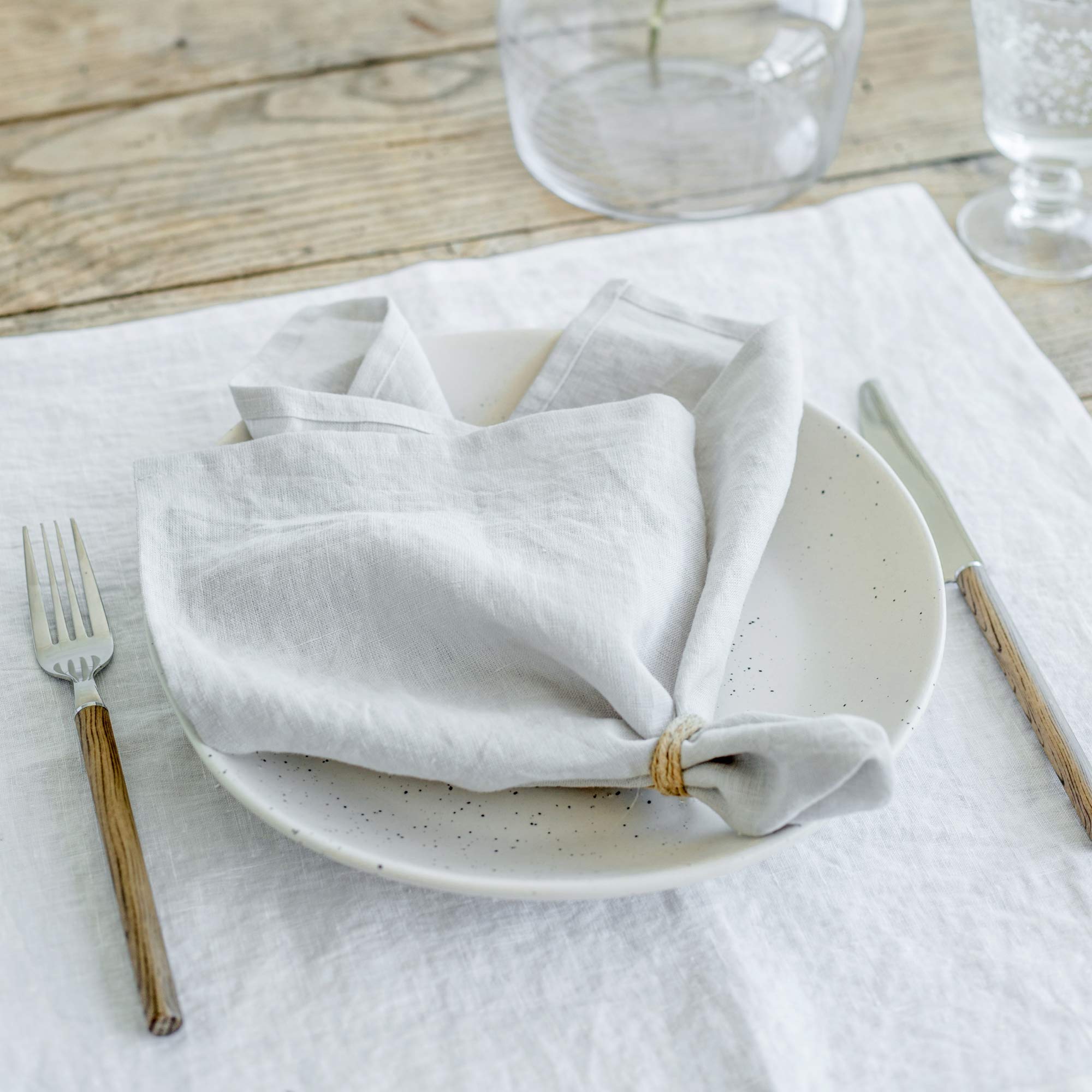 MagicLinen - Tovaglioli riutilizzabili in 100% lino per uso quotidiano, adatti per l'uso quotidiano, tovaglioli ecologici, colore: grigio chiaro