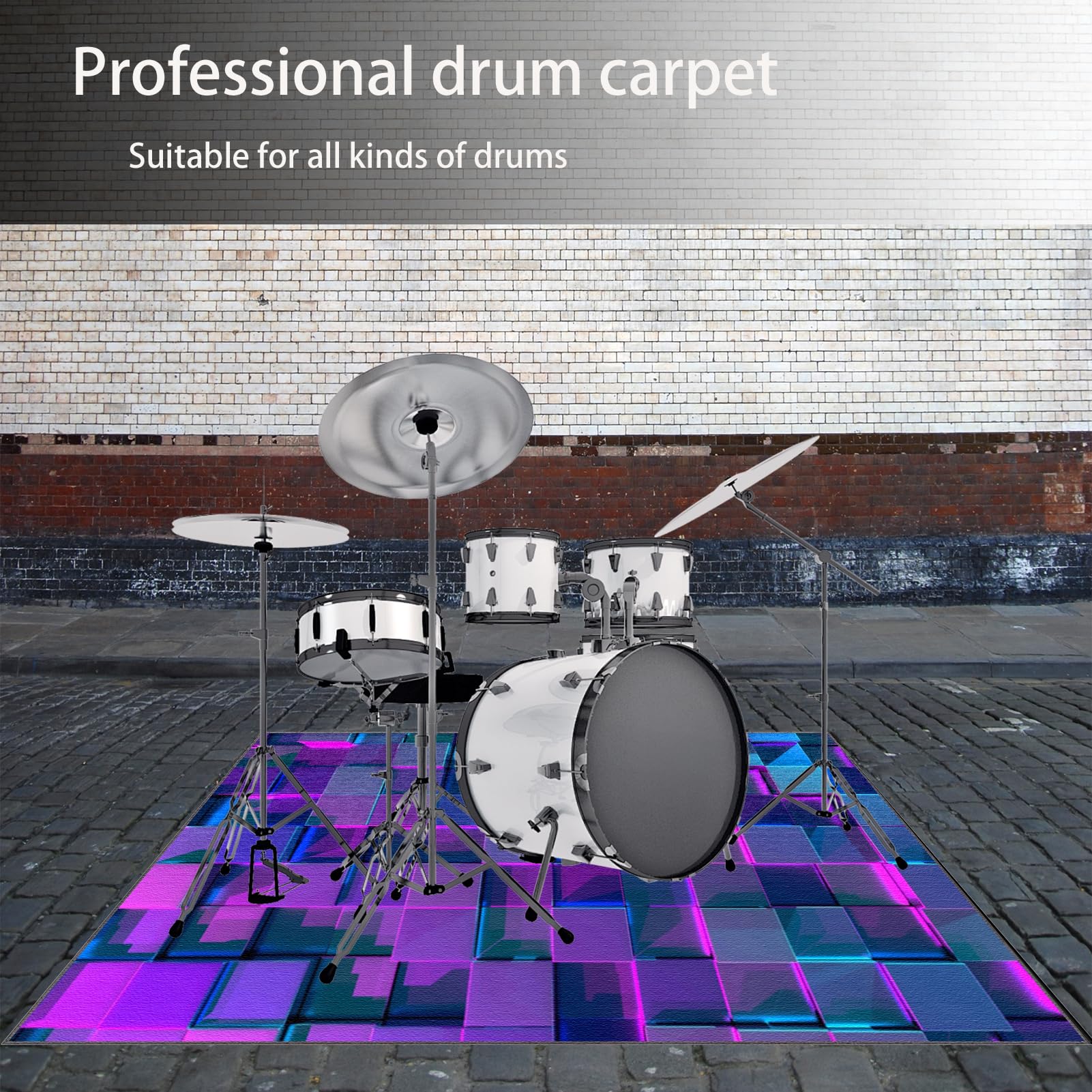 Drum Rug Trommel Teppiche Drum Teppich 140 x 120 cm rutschfeste Drum Matte für Akustik Schlagzeug Drum Kits Bass Drum Elektronisch Snare Klavier Musikinstrumente Teppich, Schallschutz Teppichmatte