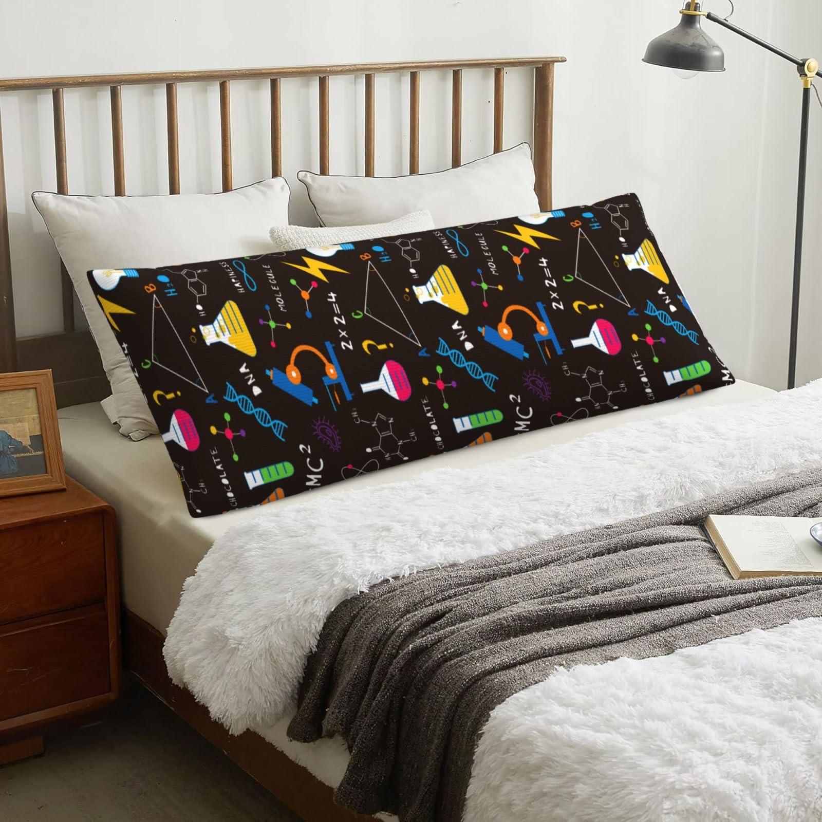 Science Chemicals Flasks, Body Pillow Cover with Zipper,Long Body Pillowcase 20 x 60 in