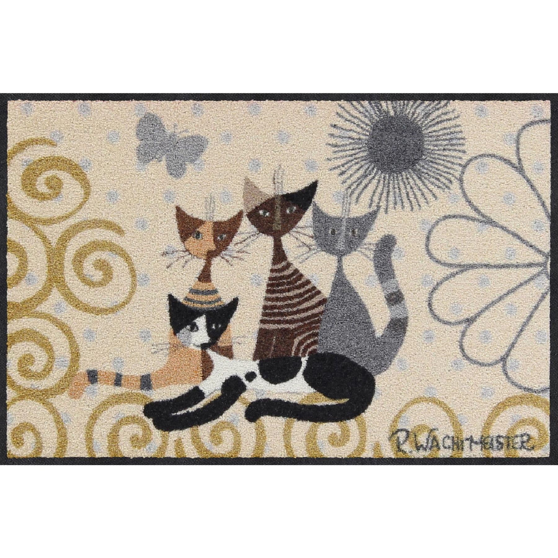 Salonloewe Rosina Wachtmeister Fantasia di Gatti - Felpudo, poliamida, carbón, 50 x 75 cm
