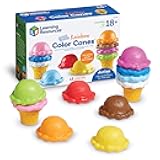 Learning Resources Smart Snacks Rainbow Color Cones - Ice Cream Toy Scoop, Sensory Play Food, Fine Motor for Toddlers, Color Sorting and Stacking , Montessori Kitchen, Preschool Activities
