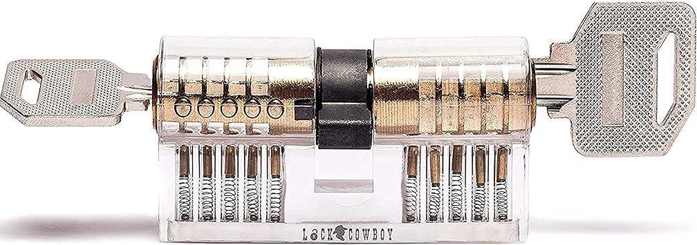 7-in-1 lock picking set - lock pick set with transparent 2-in-1 practice padlocks by LockCowboy + bonus manual for beginners and professionals