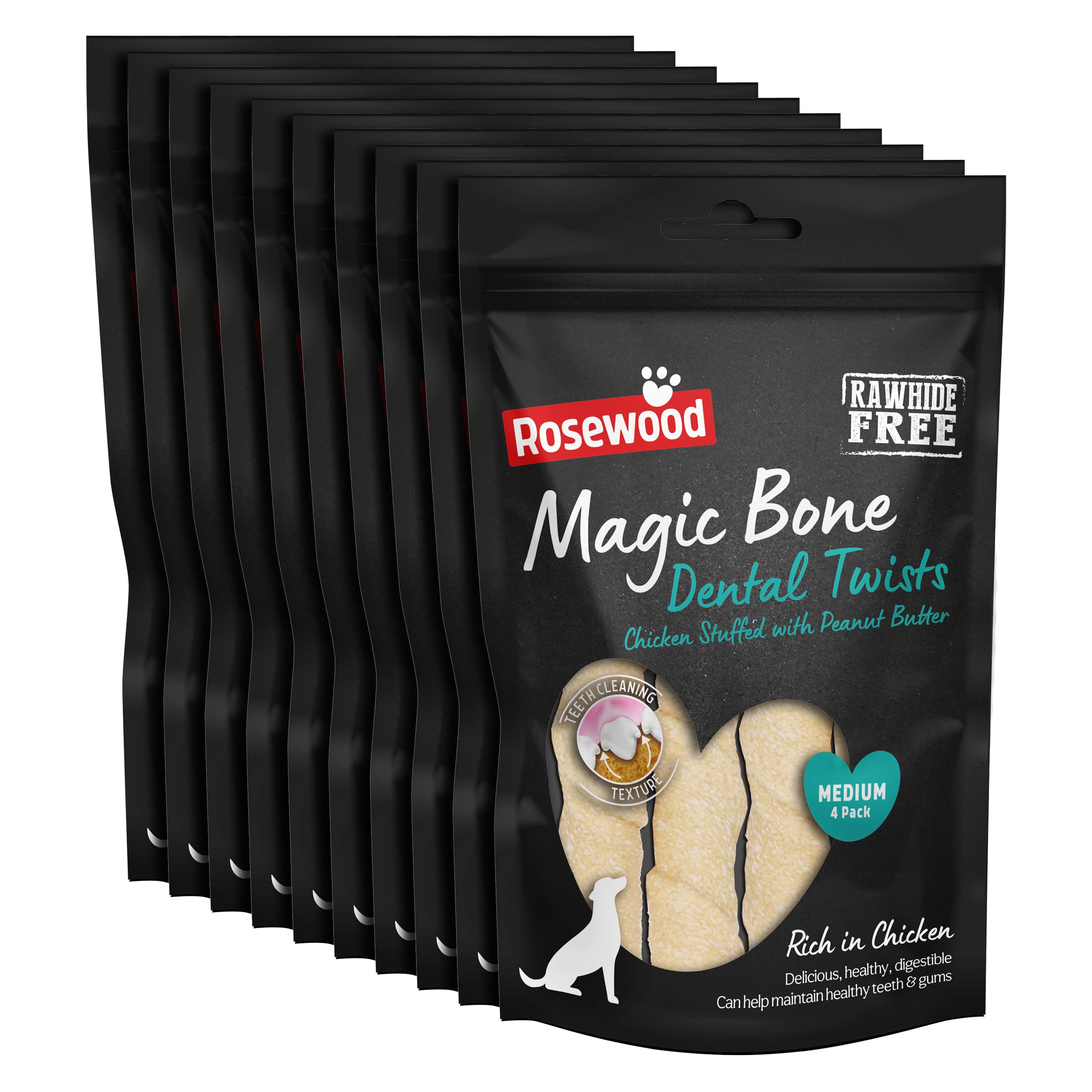 Rosewood Magic Dental Twists For Dogs - 120G (4 Twists) Medium