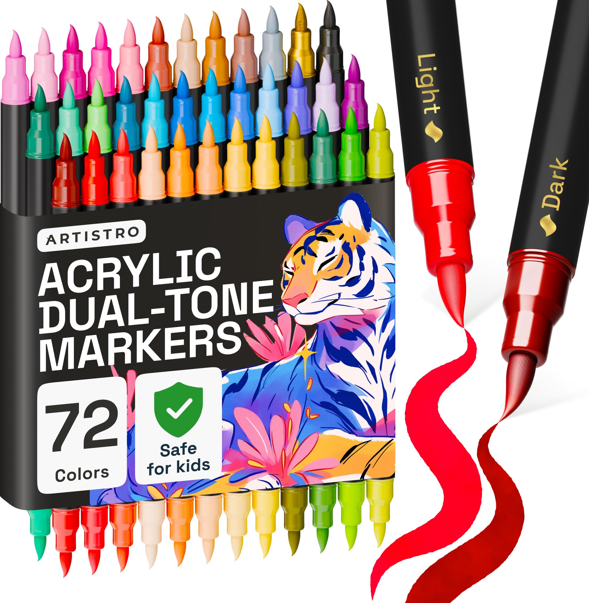 artistro paint markers - acrylic pens for rock, glass, fabric, diy - art supplies - 36 dual brush tip markers