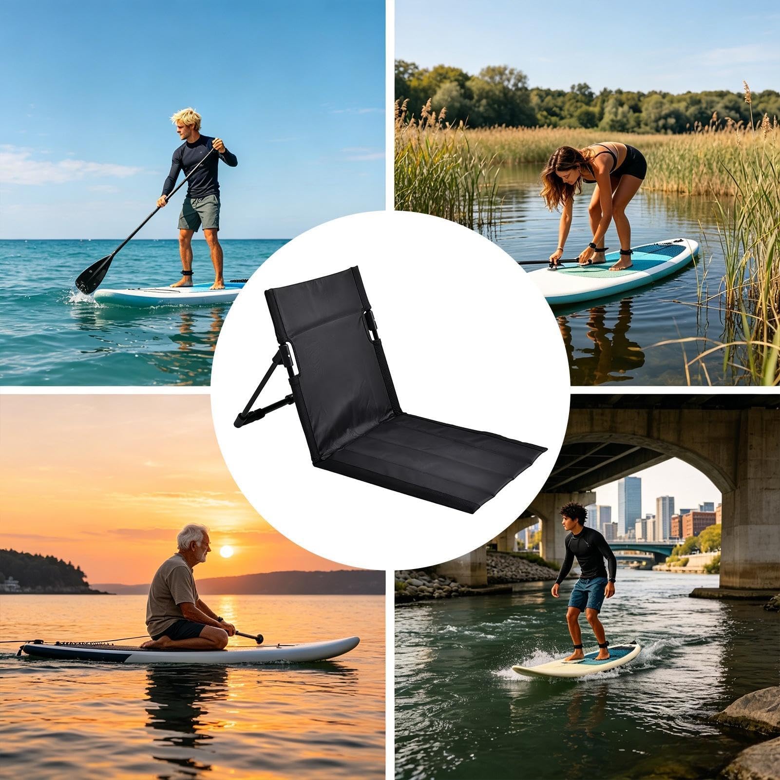 Regulowane przenośne krzesło do paddleboardingu, kajakarstwa, pływania kajakiem, wędkarstwa jachtowego, użytku morskiego, komfortu przy basenie