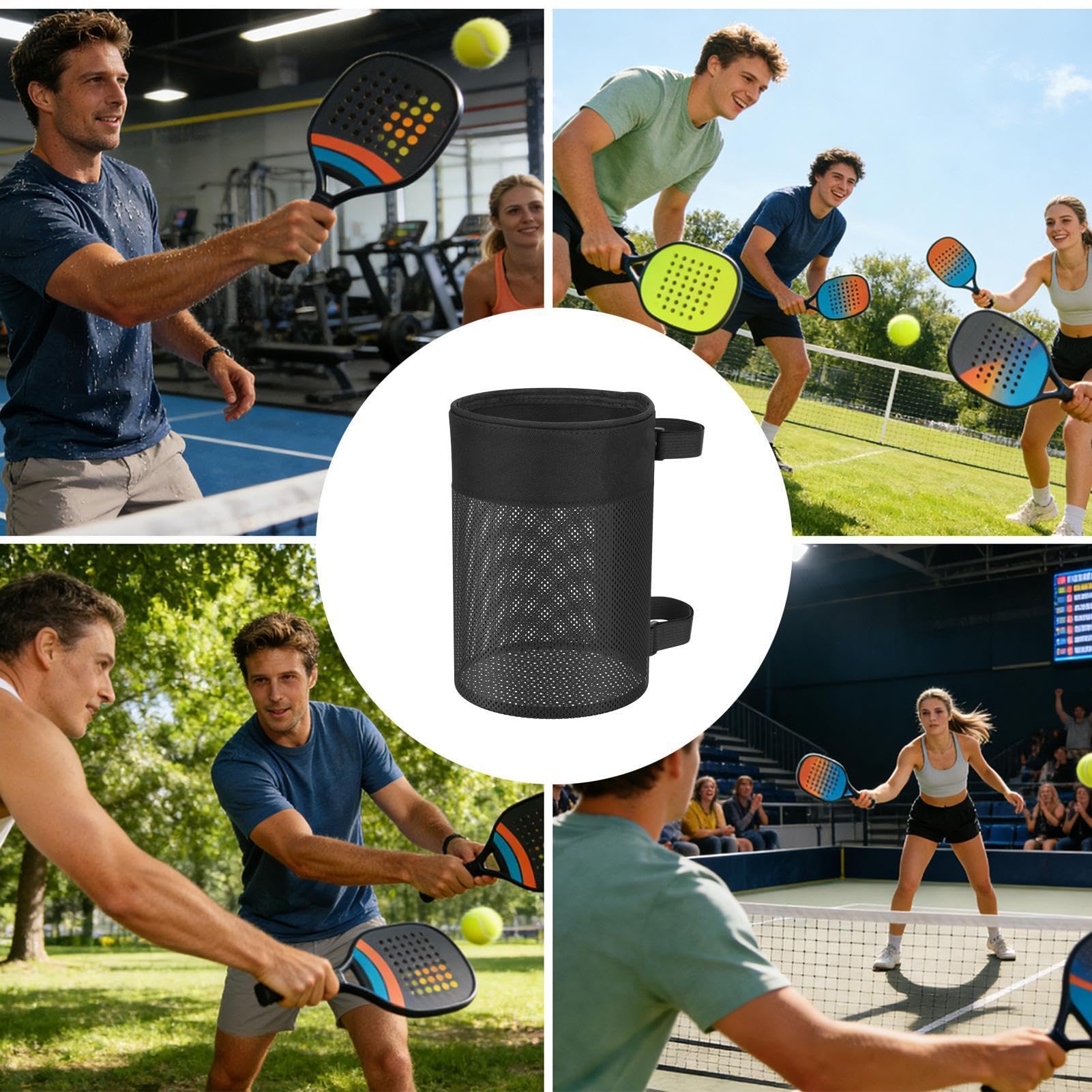 Borsa organizer per palline da pickleball, grande capacità, pieghevole, organizer per palline, per interni ed esterni, uomini, donne, ragazze, giovani, adolescenti, atleti, ciclisti, golfisti