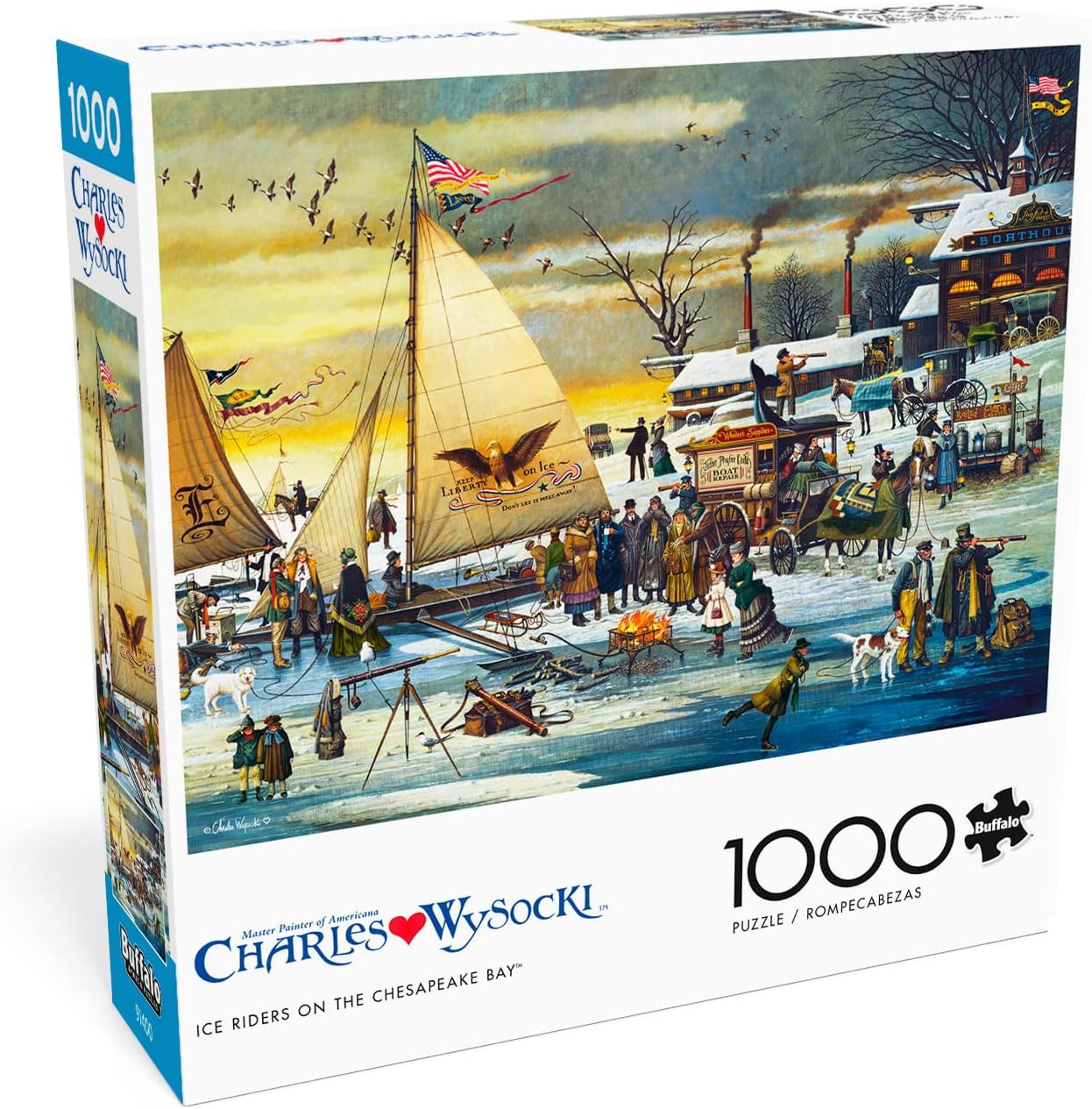 Buffalo Games - Charles Wysocki - Ice Riders on The Chesapeake Bay - 1000 Piece Jigsaw Puzzle for Adults Challenging Puzzle Perfect for Game Nights