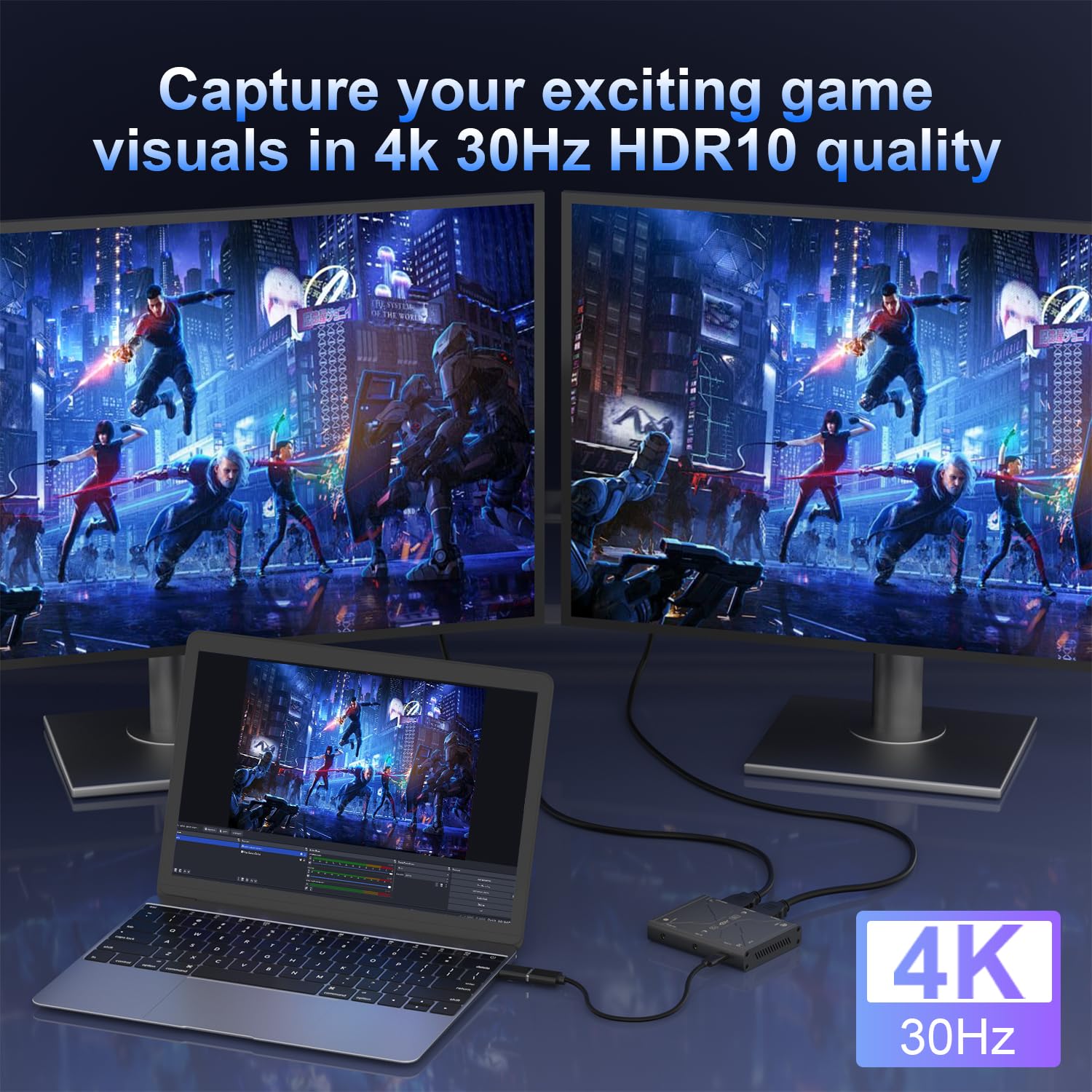Tarjeta de captura de video 4K, transmite y graba en 4K30 HDR10,1080P120 con latencia ultra baja en PS5, PS4/Pro, Xbox Series X/S, Xbox One X/S, Switch/OLED, Steam Deck, cámara en OBS y más