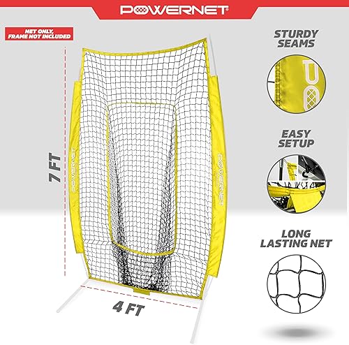 Miniatura 9 de PowerNet Red de entrenamiento Infielder para ejercicios de béisbol y sóftbol (solo red), repuesto  Resistente sin nudos  Poliéster recubierto de