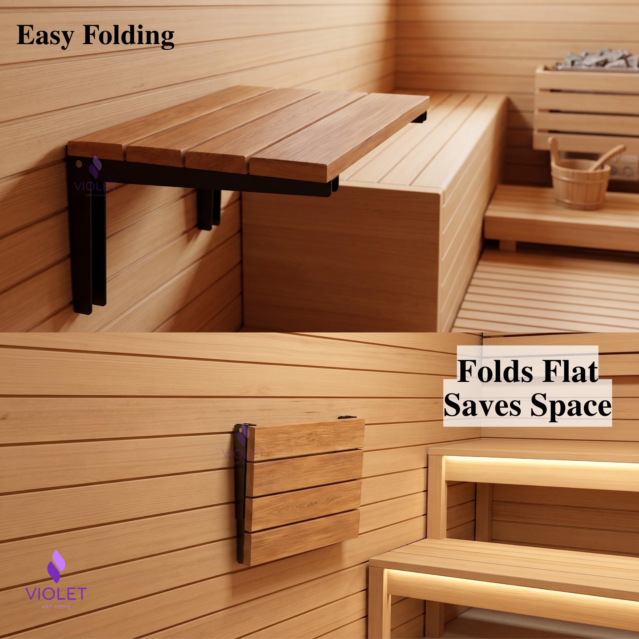 Asiento de ducha plegable de madera de teca maciza natural, banco de ducha plegable, taburete de ducha plegable montado en la pared, asiento de ducha interior para personas mayores, discapacitadas
