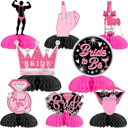 Centros de mesa de nido de abeja para despedida de soltera, decoraciones divertidas de despedida de soltera de rosas negras para despedida de