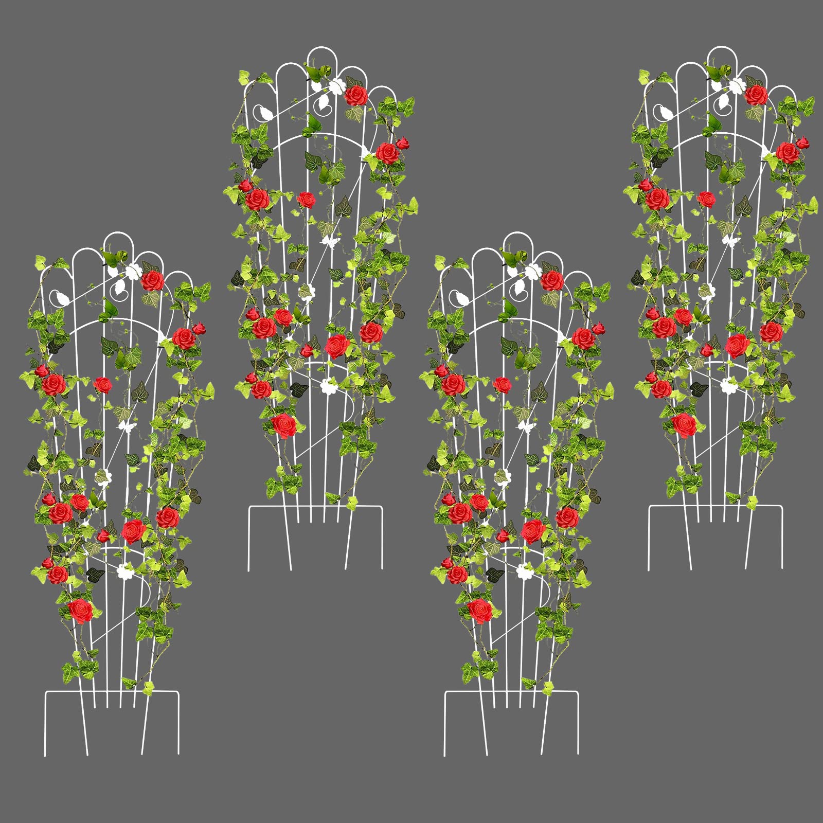 Buy 4 Pack 60 Inch Detachable Trapezoidal Garden Trellis for Climbing s