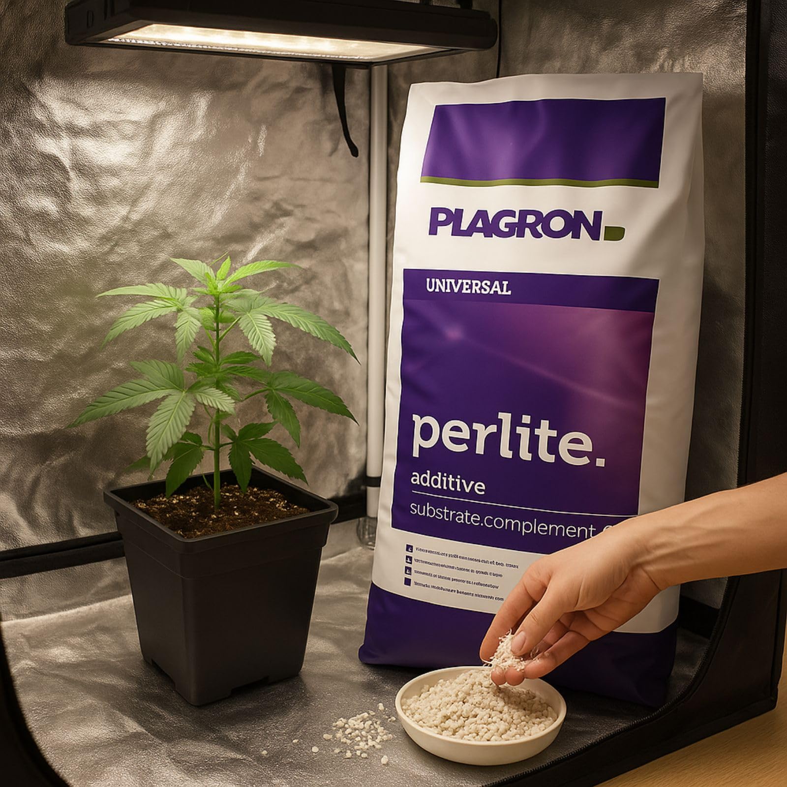 Weedness Plagron Perlite 60 Liter - Perlite für Pflanzen Drainage Vulkangestein Anbau Blumenerde Erde Substrat