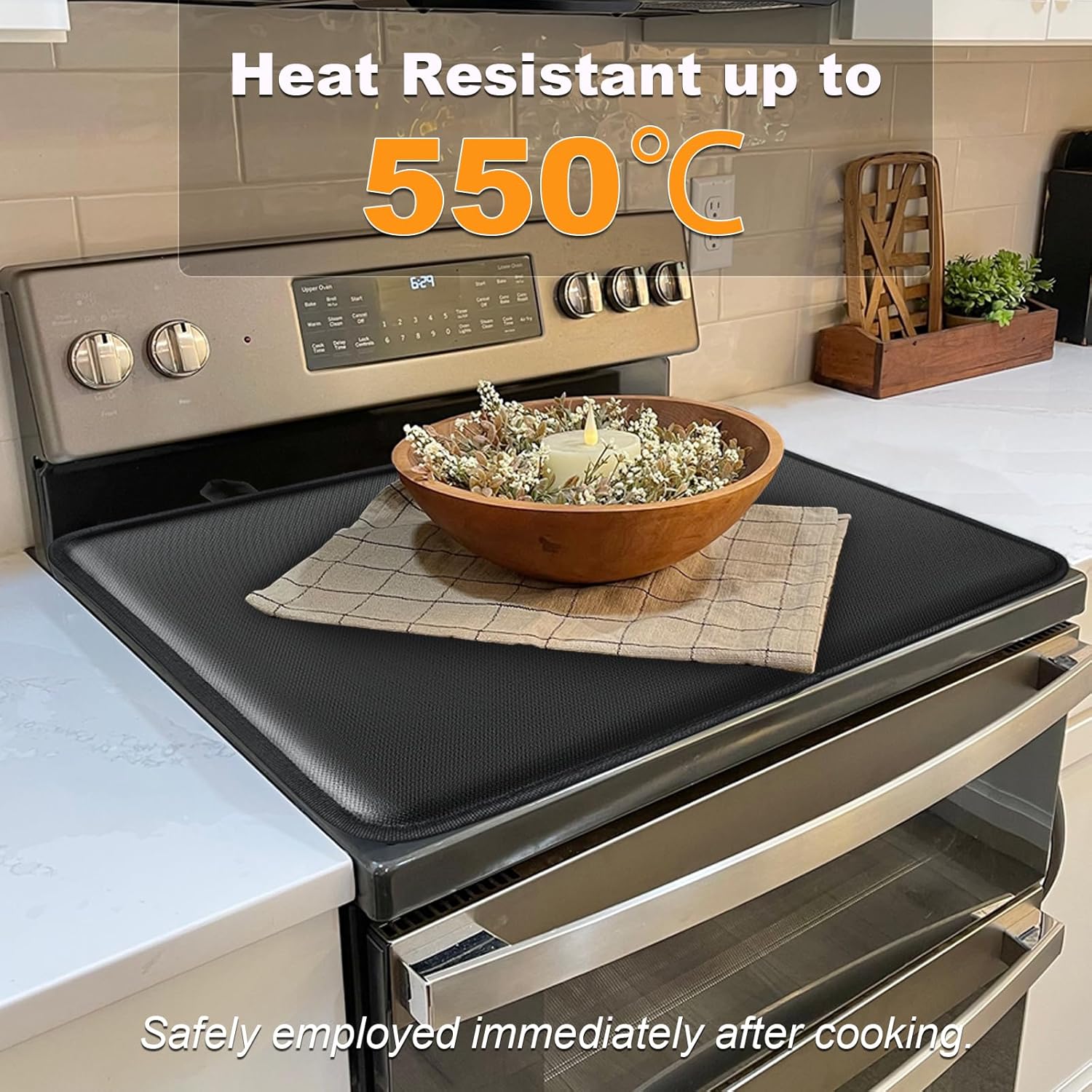 TOHONFOO RV Stove Top Cover for 3 5 Burner Gas, Fireproof and Waterproof Foldable Camper Stovetop Cover, Gas Stove Burner Stove Guard Decor Mate Stove Topper, Easy to Use and Clean for RV Camping
