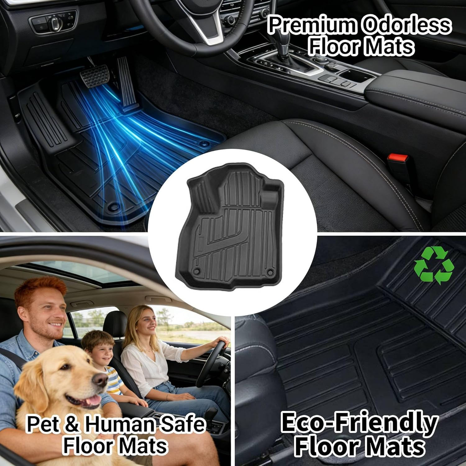 Floor Mats for Honda CR-V 2017-2022, Front and Rear Row TPE Floor Liners Set(3pcs), Anti-Slip Waterproof, All-Weather Protection, Easy Clean, Black