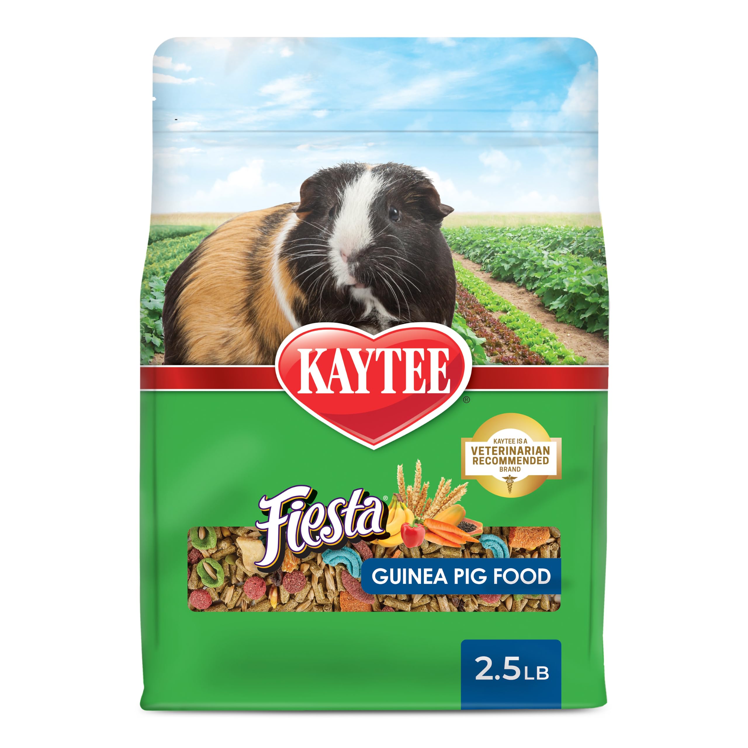 Kaytee Fiesta Guinea Pig Food, Nutritious Blend, 2.5 Pounds | Supports dental health. Complete diet for guinea pigs. Shapes and textures, guinea pig enrichment
