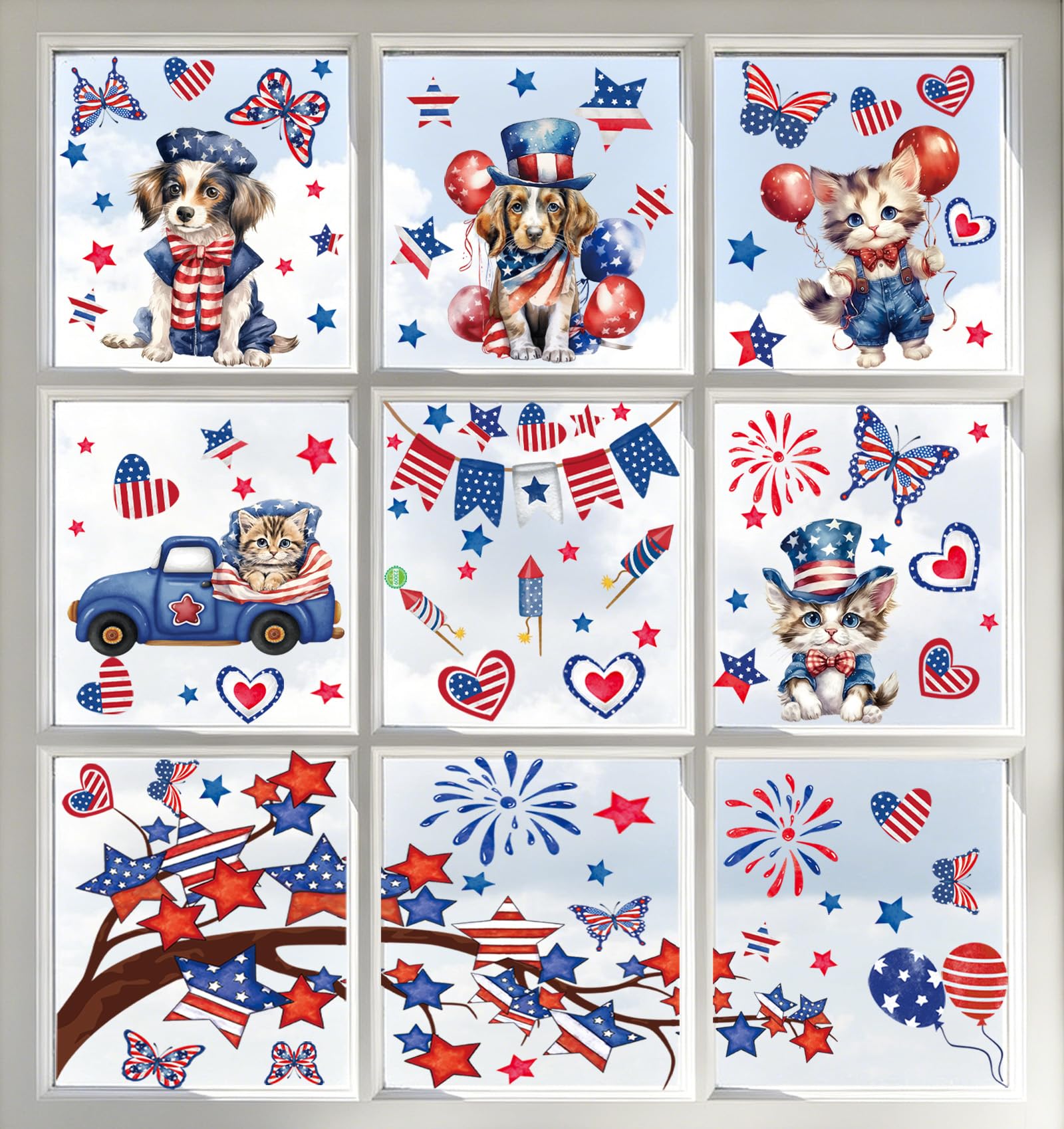 AhfuLife USA 4th of July Window Clings for 250 Years Anniversary