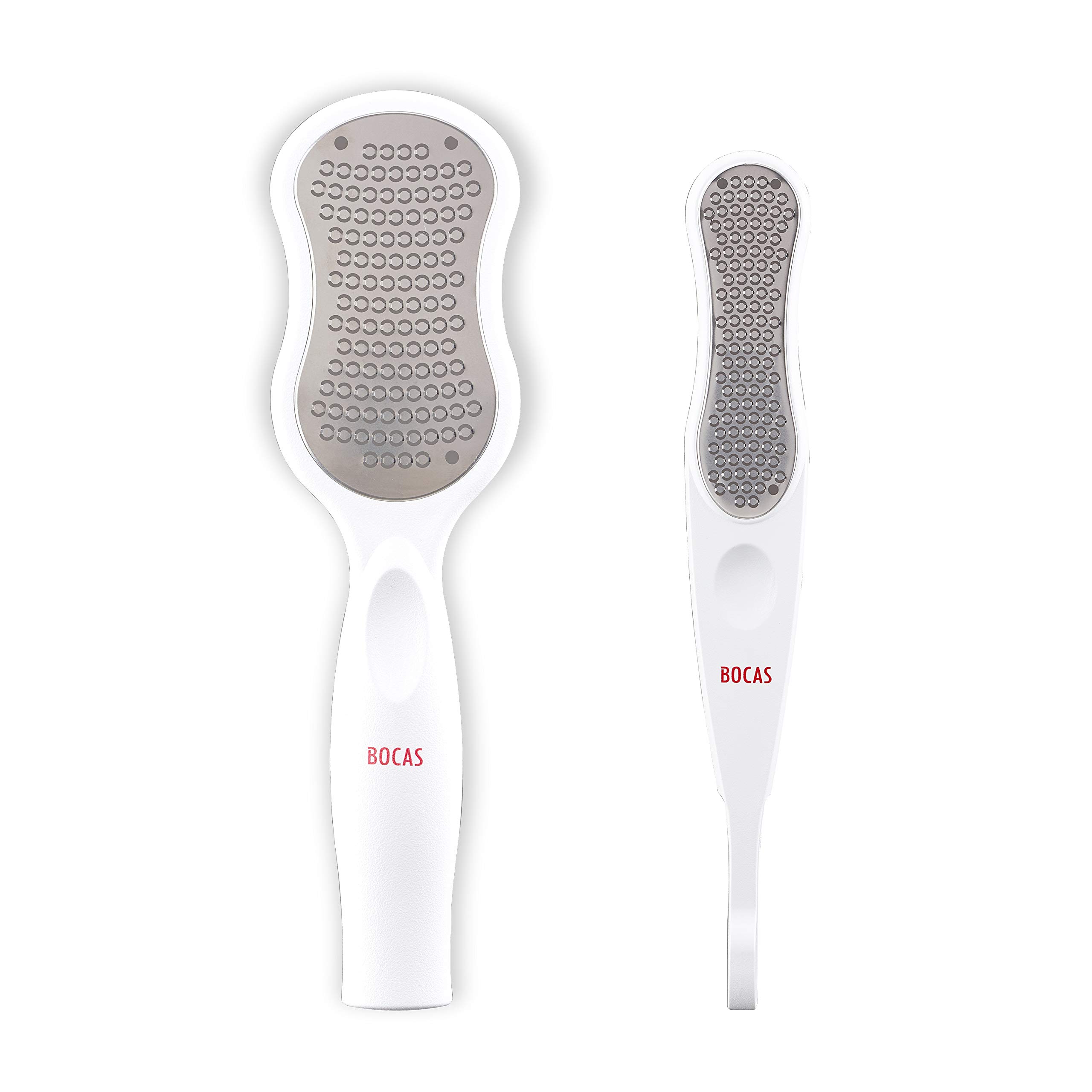BOCAS X-Callus Wet&Dry Callus Remover w/Catcher | Made in Korea | Patented 234 Super Micro Safe Cutters | Washable | No-mess Cover | Foot File, Foot Rasp, Foot Scrubber (SET(Regular+Slim), White)