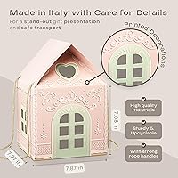 Vista 4 de Pack of 5 House Shaped Gift Boxes (7.87 x 7.87 x 7.08 inch) - Mansion Ideal for Presents and for Treats - Fairy Light Pink Rosa claro de hadas