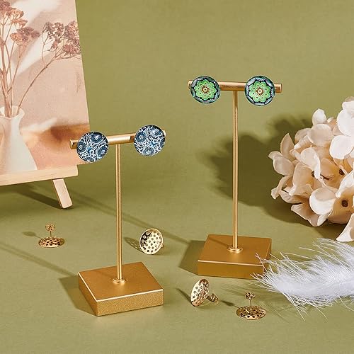 Miniatura 2 de DICOSMETIC 20 piezas de aretes de acero inoxidable en blanco con pasador de 0.031 in y agujero de bucle de 0.59 pulgadas, base de tamiz de color