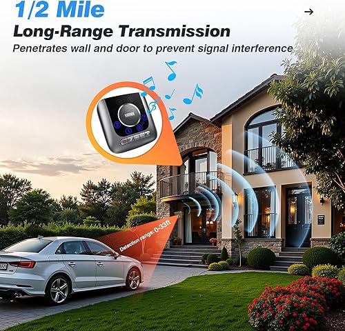 Miniatura 3 de Alarma solar inalámbrica para entrada exterior de 12 milla de largo alcance, 3 sensibilidades y resistente a la intemperie para alarma de seguridad
