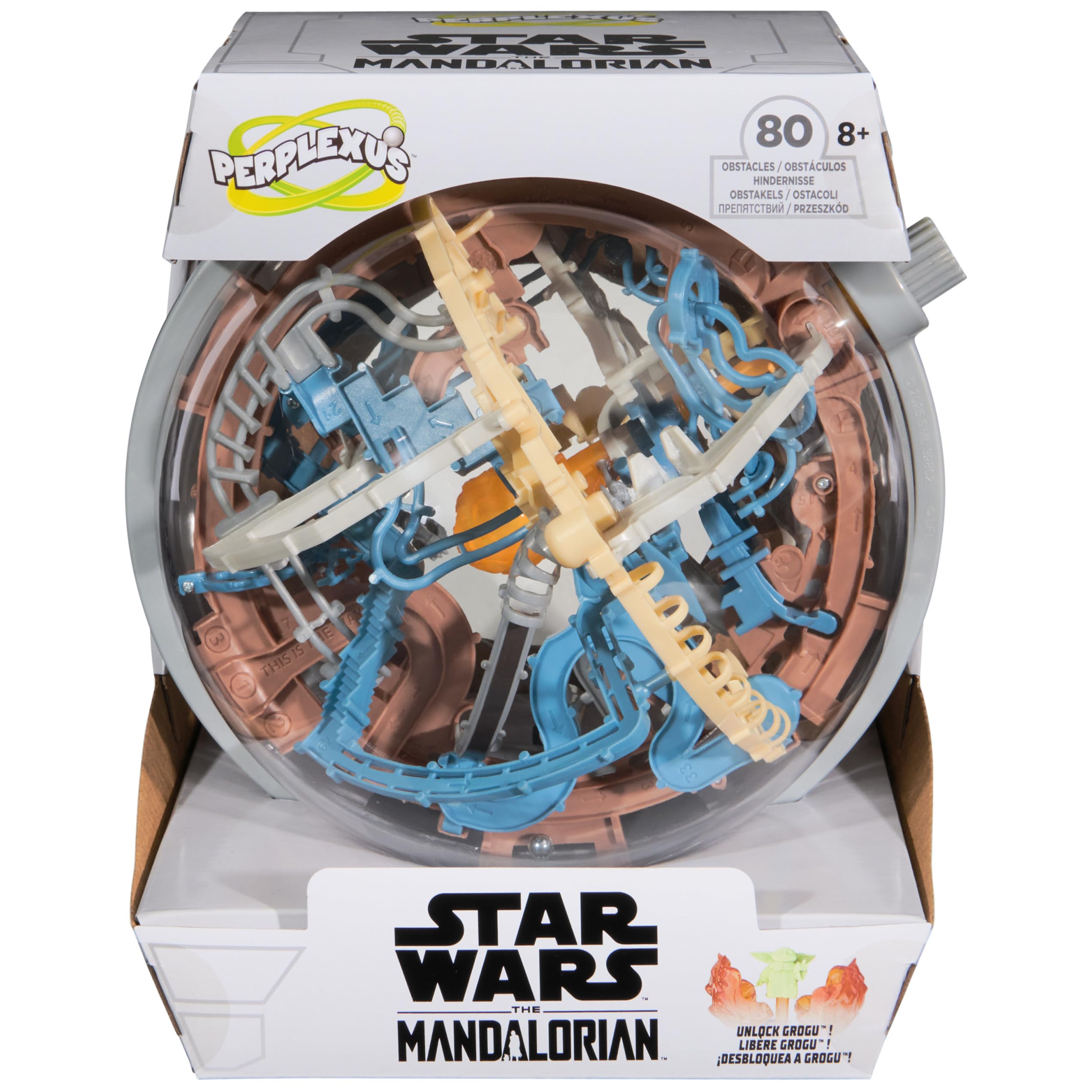 Perplexus – Star Wars, The Mandalorian, 3D-Kugellabyrinth mit 80 Hindernissen aus dem Star Wars Universum, mit Drehknopf, interaktives Spielzeug, für Kinder ab 8 Jahren, Fan-Artikel