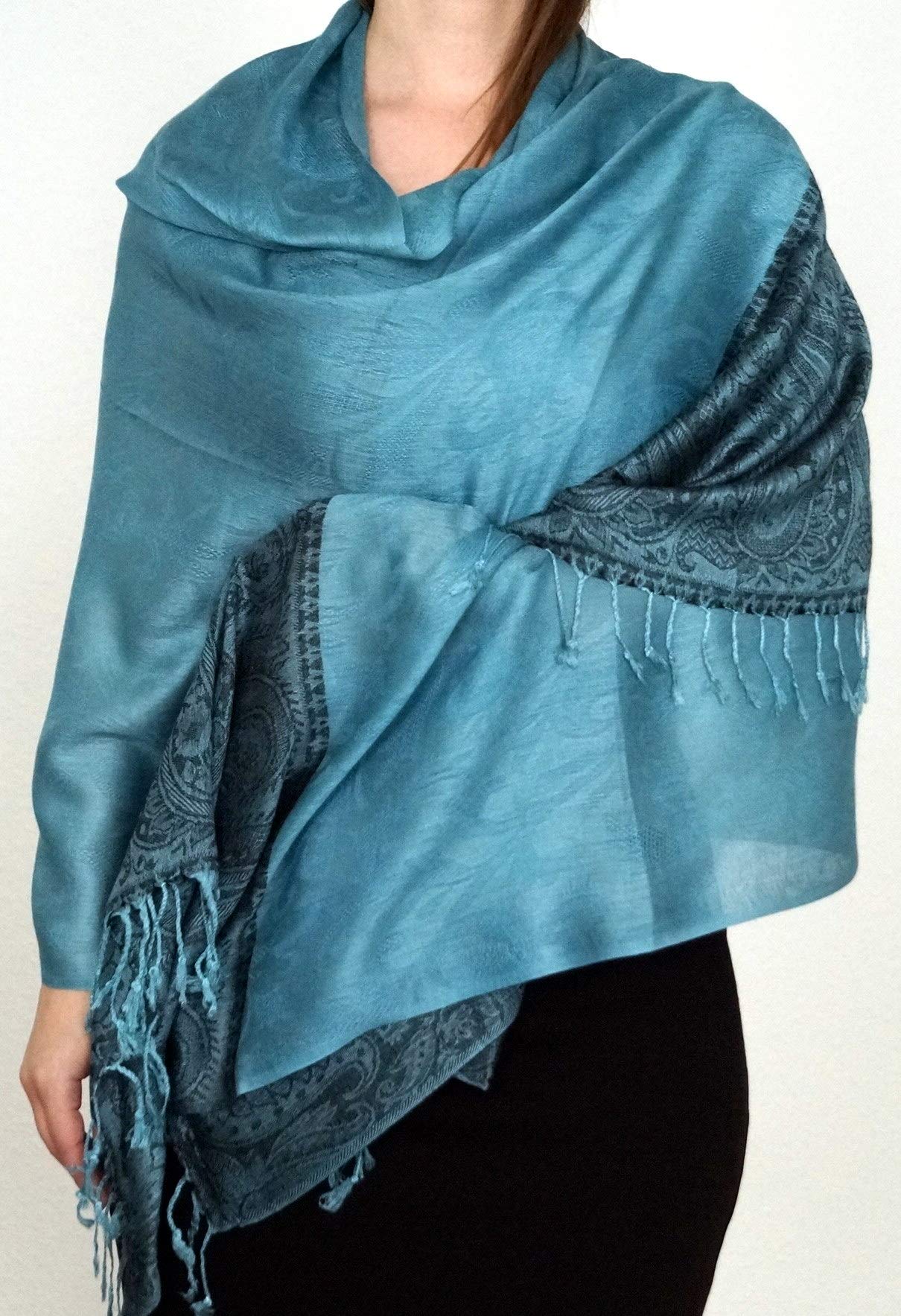 Handgewebter Kaschmir Schal in Hell Ozeangrün Farbe für Klassische Damen mit klassischen Outfits und geschmack - 75cm x 200cm