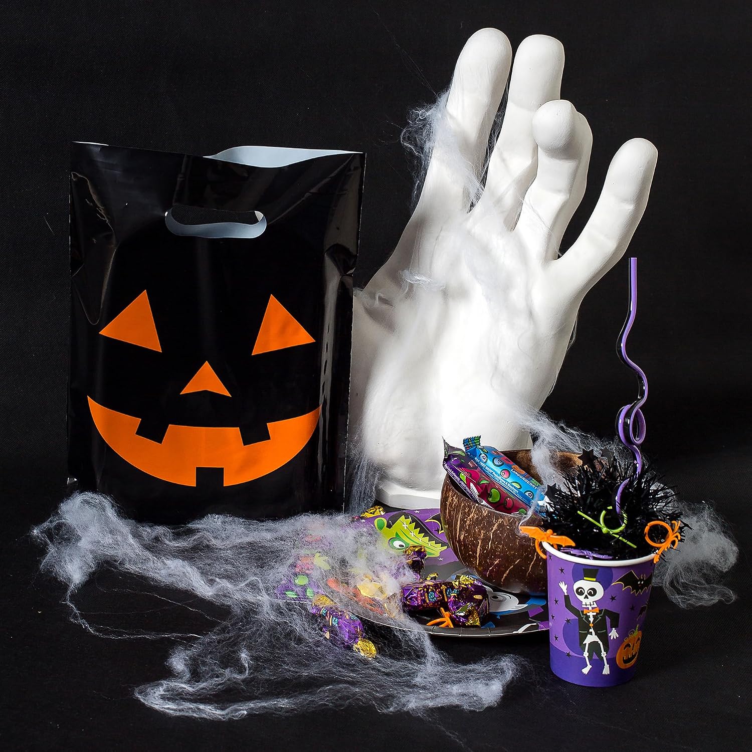 Choice Marts 100 Halloween Bags For Goodies 9x12 Plastic Bags With Handles image 5