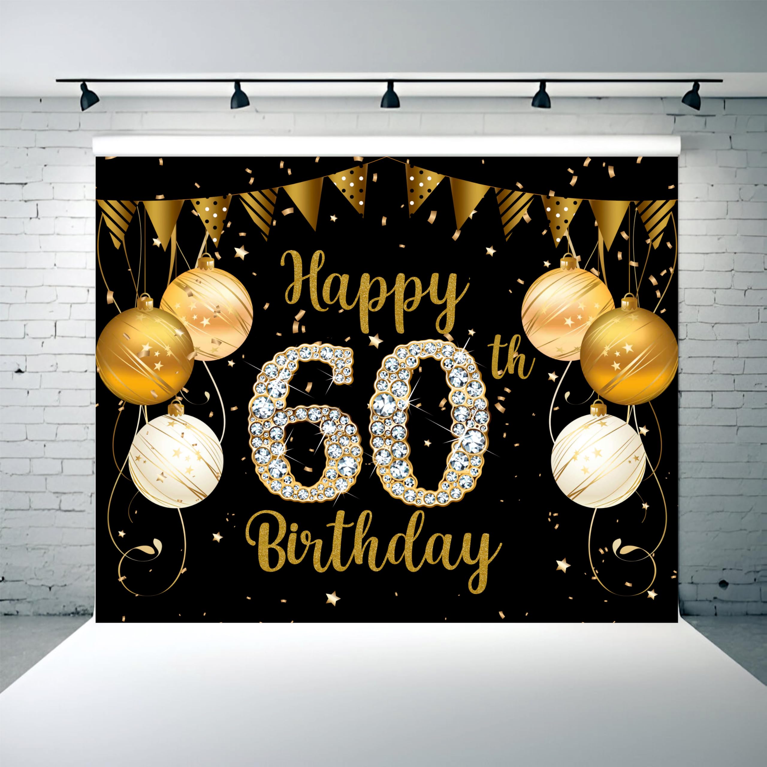 Happy Birthday Backdrop for Decoration | Kids Decoration Items | (60th Birthday Backdrop, 5x4 Feet)