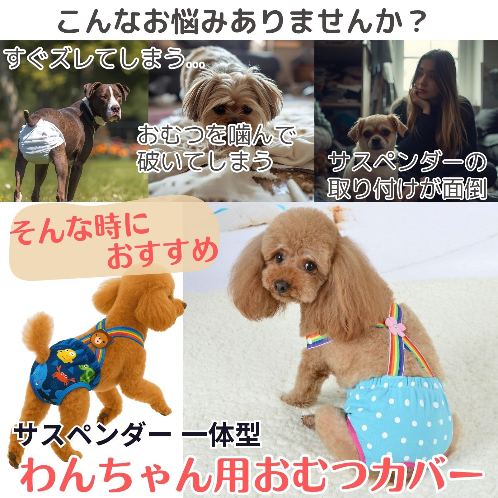 Amazon.co.jp: 三八商店 犬 おむつカバー 女の子 オムツカバー オムツ