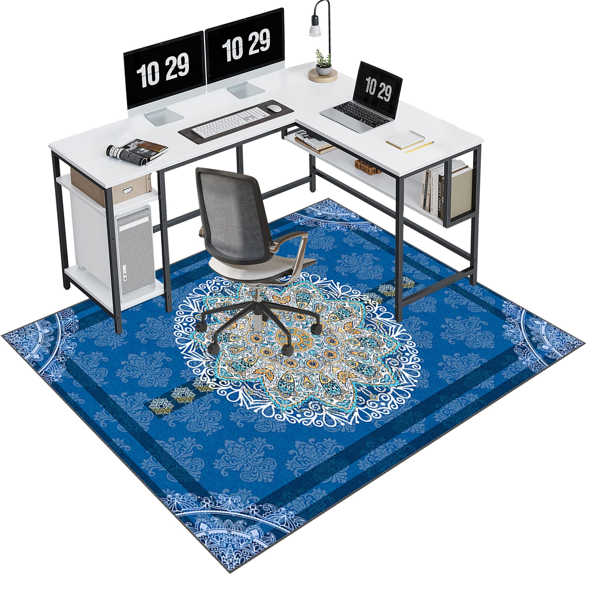 EYKWKB 100 x 140 cm Office Chair Mat for Carpeted and Hard Floor Gaming Chair Mat Multi-Purpose Carpet Protector Chair Mats Anti-Slip Low Pile Carpet Mats for Home Office Floor Protectors for Chairs