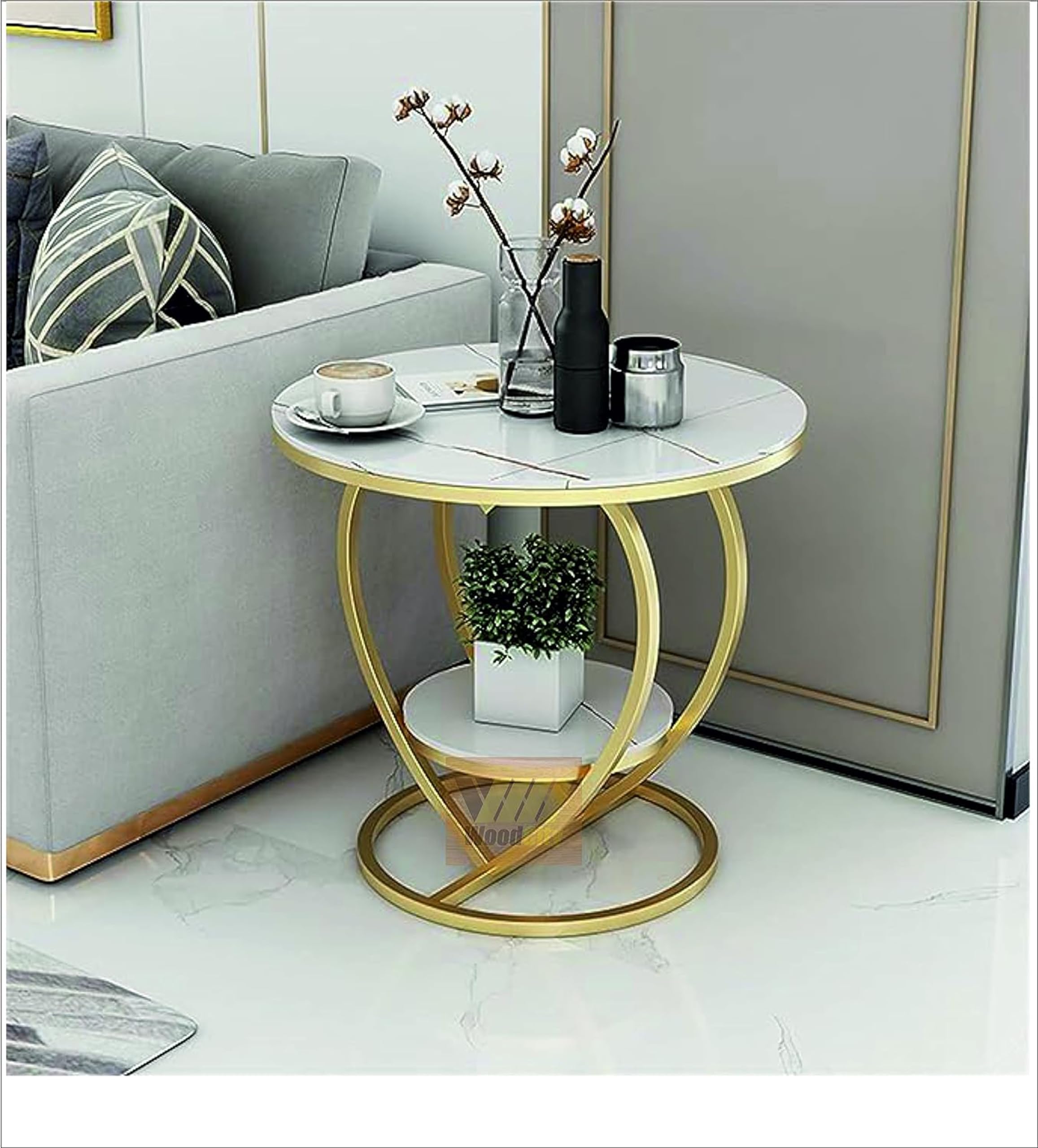 DecoWithMe Round Coffee Table, Modern Style Living Room Table Heart-Shaped Tables with a Marble Pattern and Storage for Small Spaces.White Gold (B0D4M9YZ21) Amazon Price History, Amazon Price Tracker