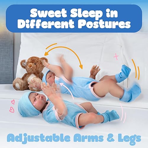 Miniatura 6 de BELLOCHIDDO Muñecas Reborn Baby  Muñeca realista recién nacida de 18 pulgadas, cuerpo suave, con ropa, venas y cabello pintado, juguetes de