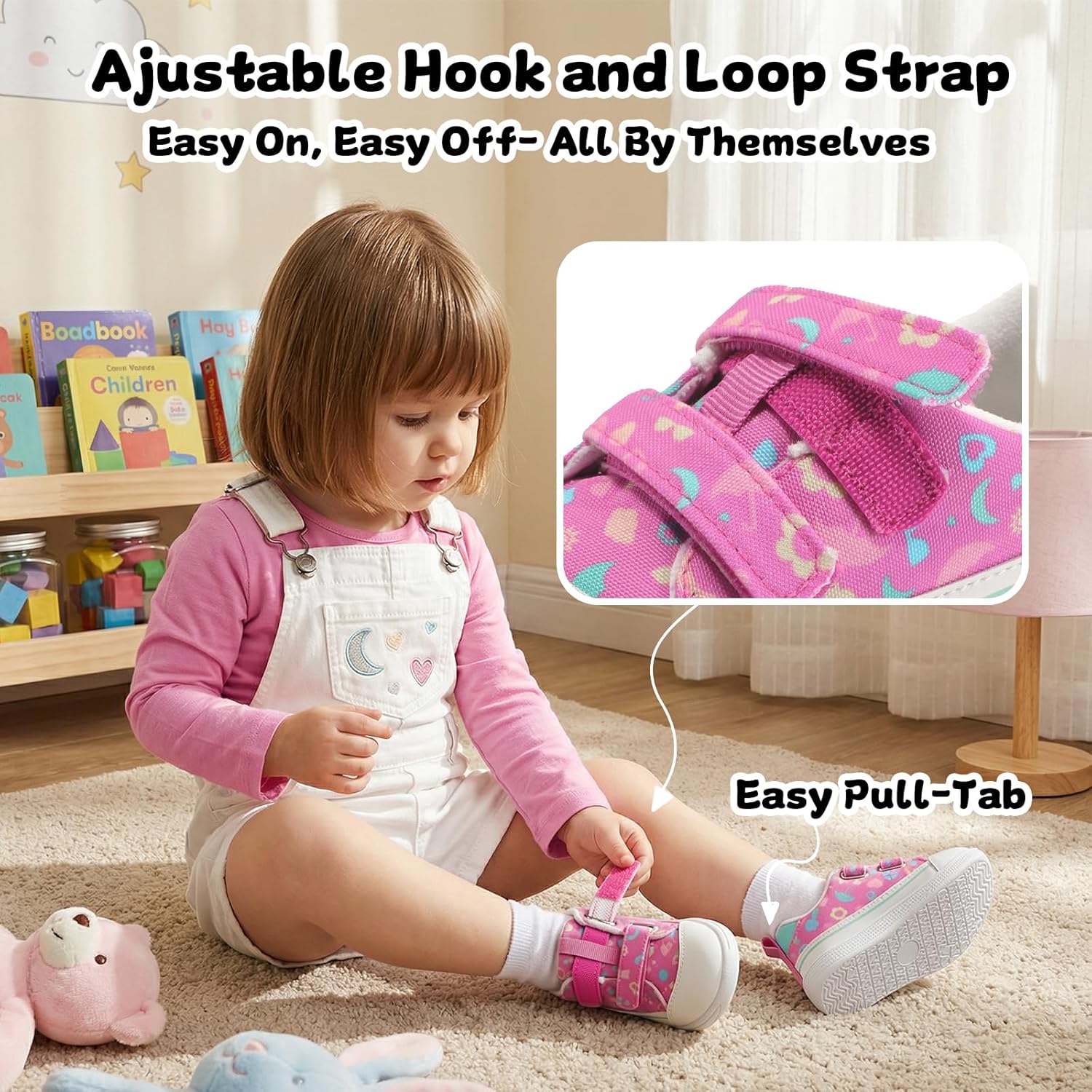 Toddler Boys & Girls Shoes Wide Toe Box Barefoot Kids Canvas Sneakers with Hook-and-Loop - Image 9