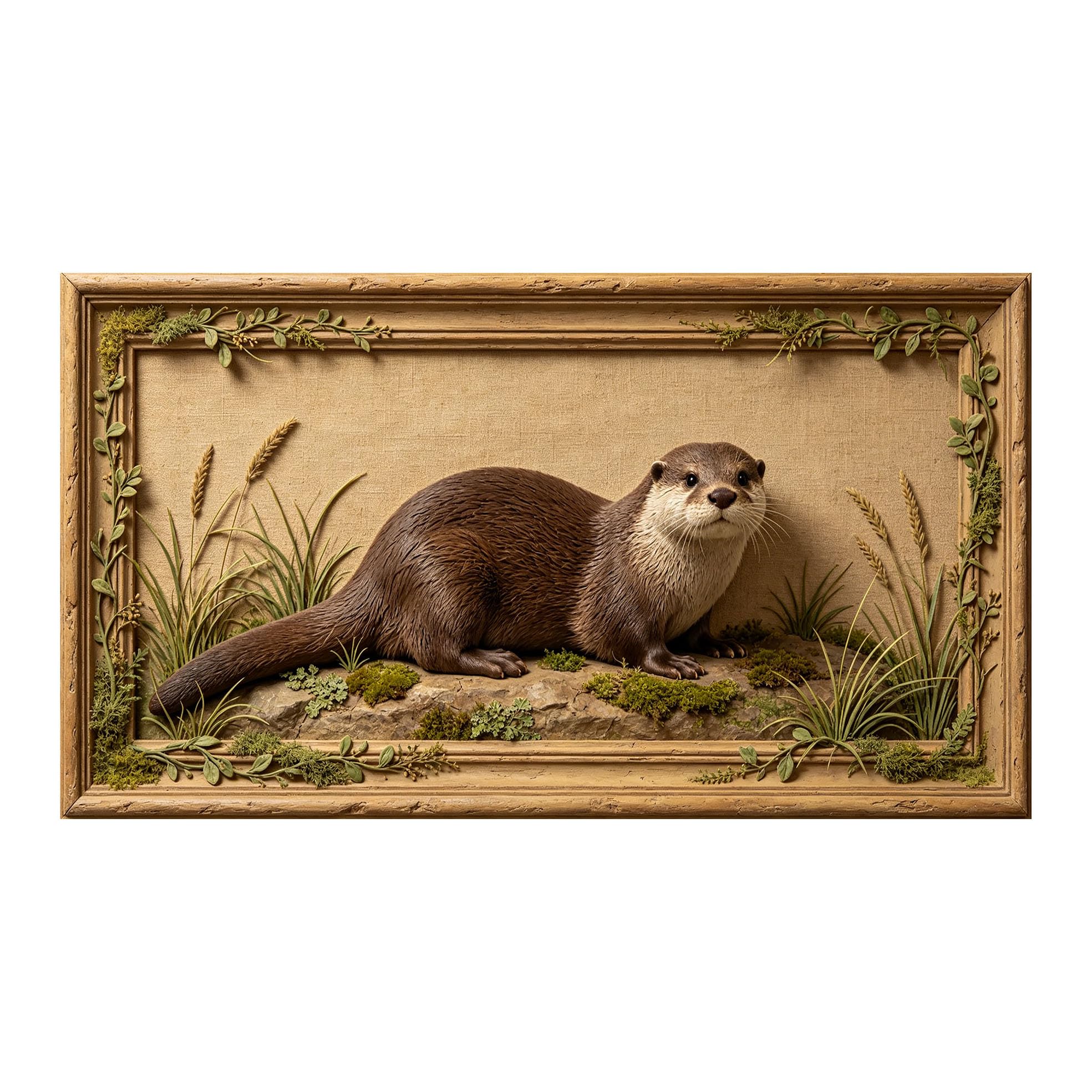Yzpallescene 3D 3D Framed Wall Art 50cm×90cm Otter Wildlife Forest Landscape Realistic Large Size SelfAdhesive Removable Wall Decor Prints Artwork for Living Room Bedroom Office