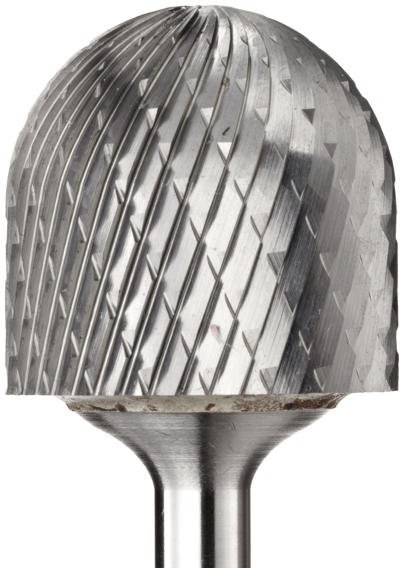 PFERD Cylindrical Carbide Bur, Uncoated (Bright) Finish, Double Cut, Radius End, 1/4